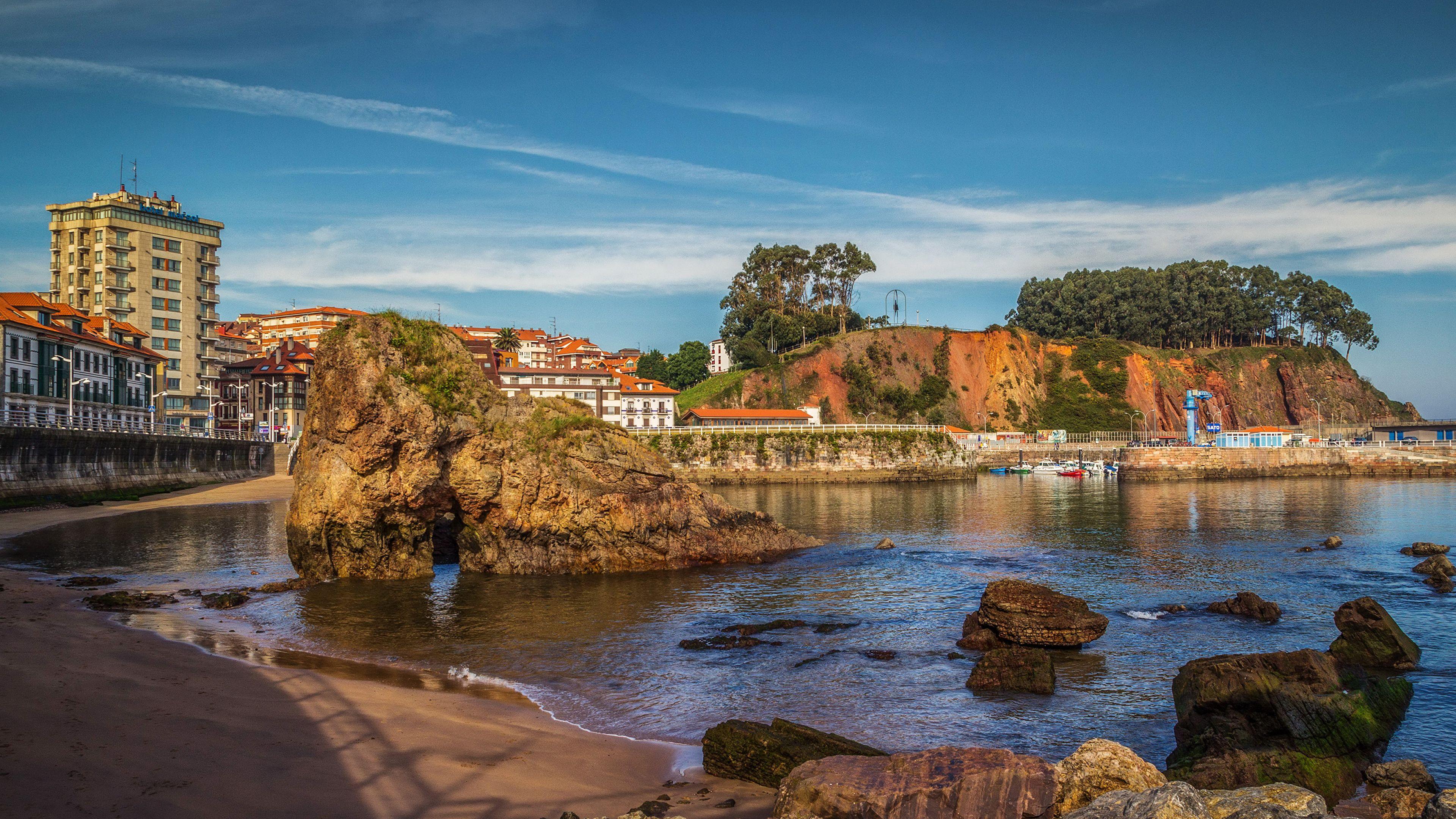 3840x2160 Desktop Wallpaper Spain Candas Asturias Rock Coast Stones 3840x2160