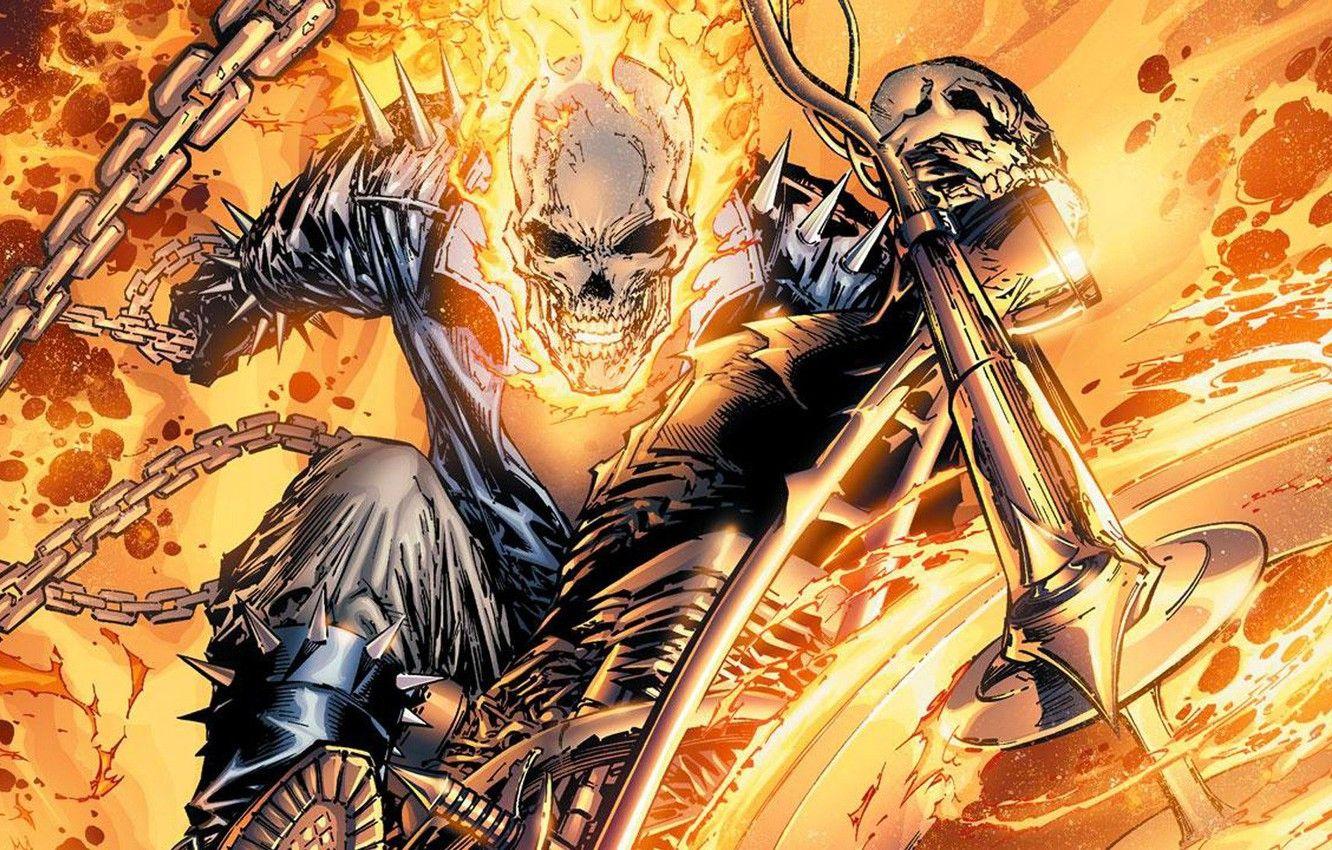 1332x850 Wallpaper sake, Ghost Rider, Marvel, comics, byke, hellfire image for desktop, section фантастика