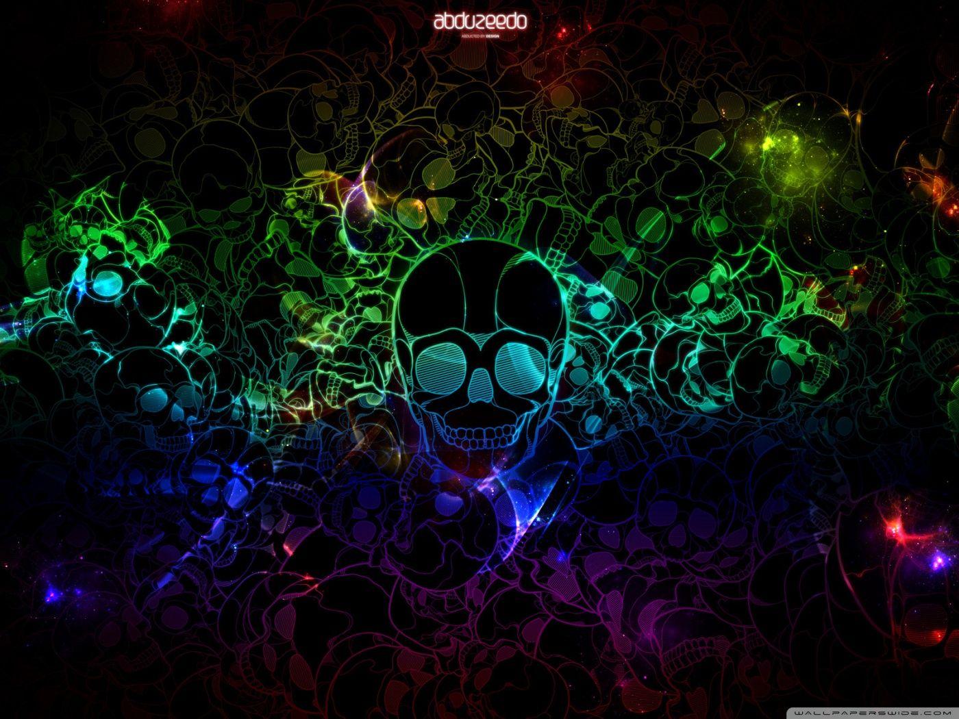1400x1050 Cool Rainbow Skull Background