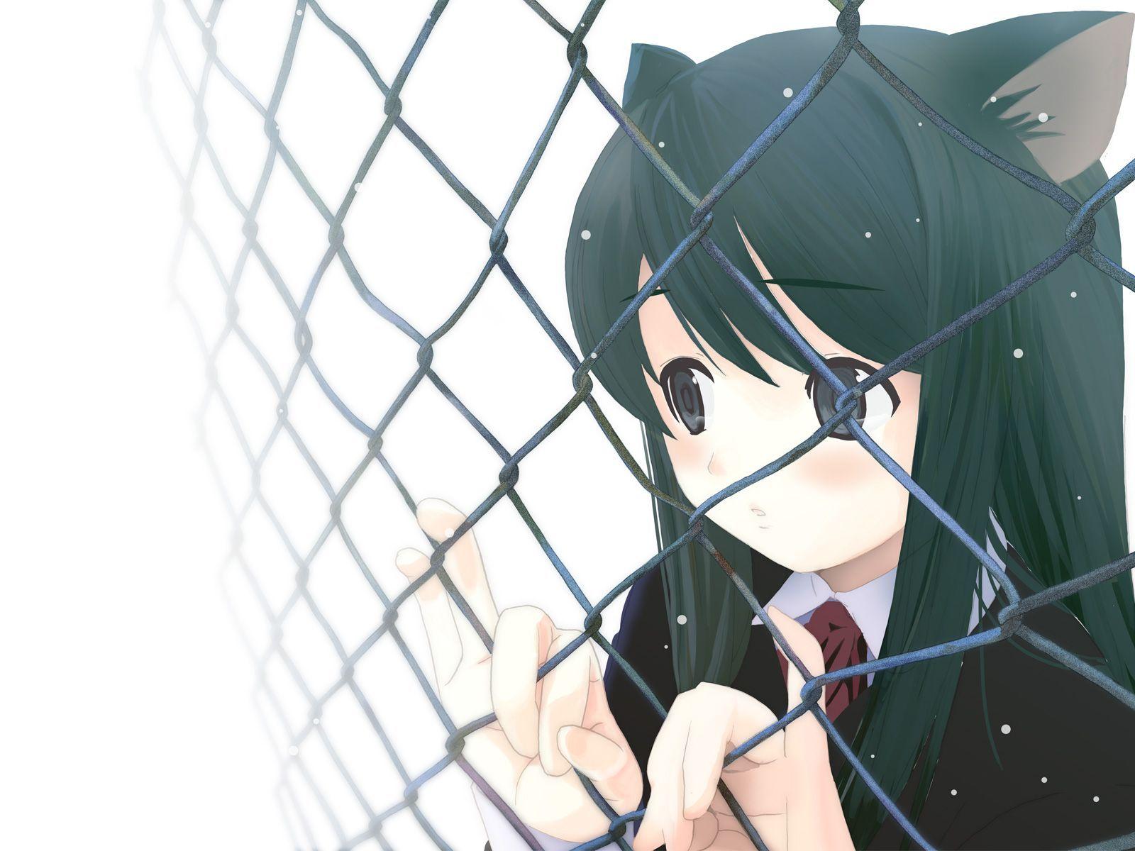 1600x1200 animal_ears black_eyes black_hair blush catgirl houmitsu long_hair