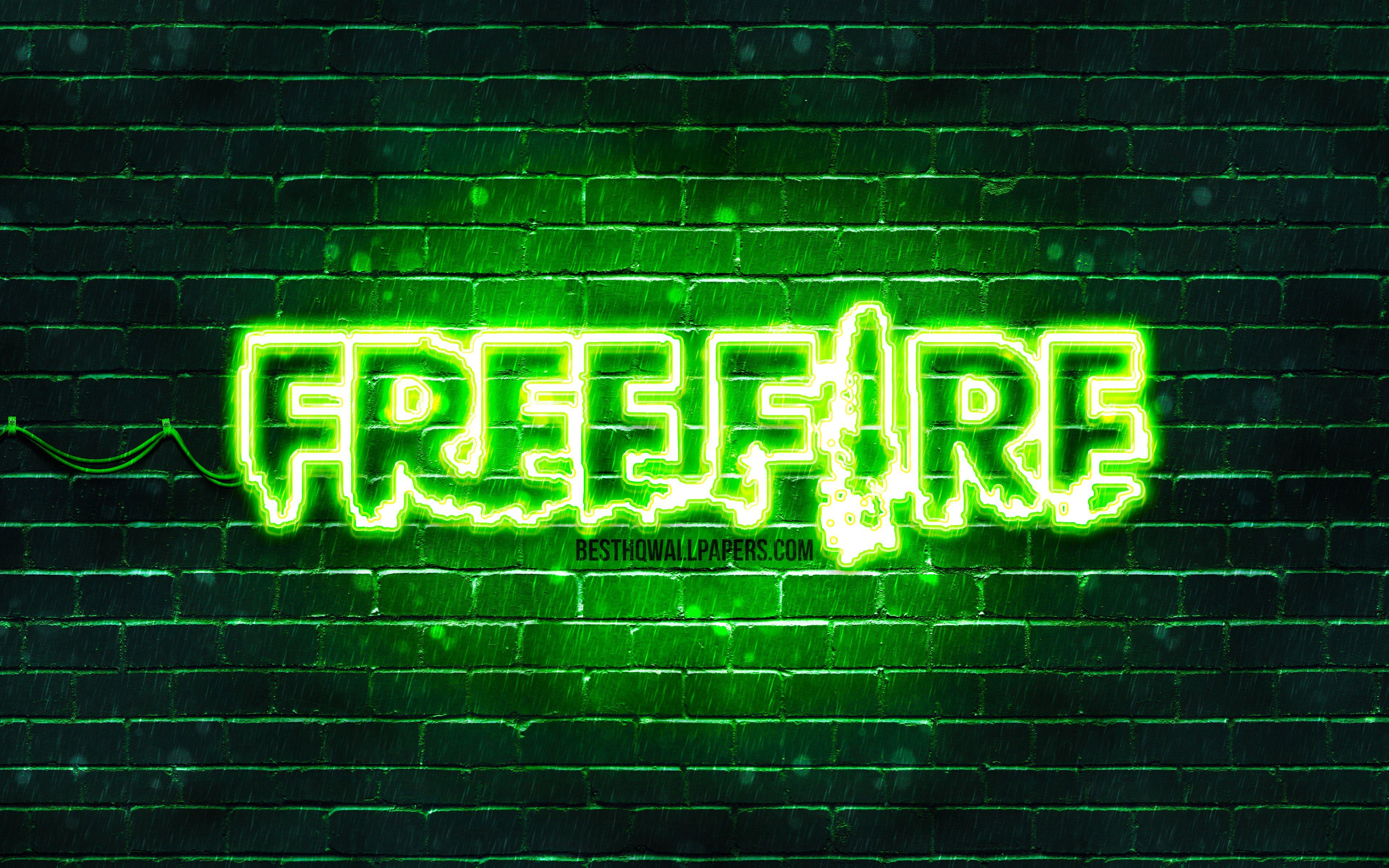 3840x2400 Download wallpaper Garena Free Fire green logo, 4k, green brickwall, Free Fire logo, 2020 games, Free Fire, Garena Free Fire logo, Free Fire Battlegrounds, Garena Free Fire for desktop with resolution 3840x2400