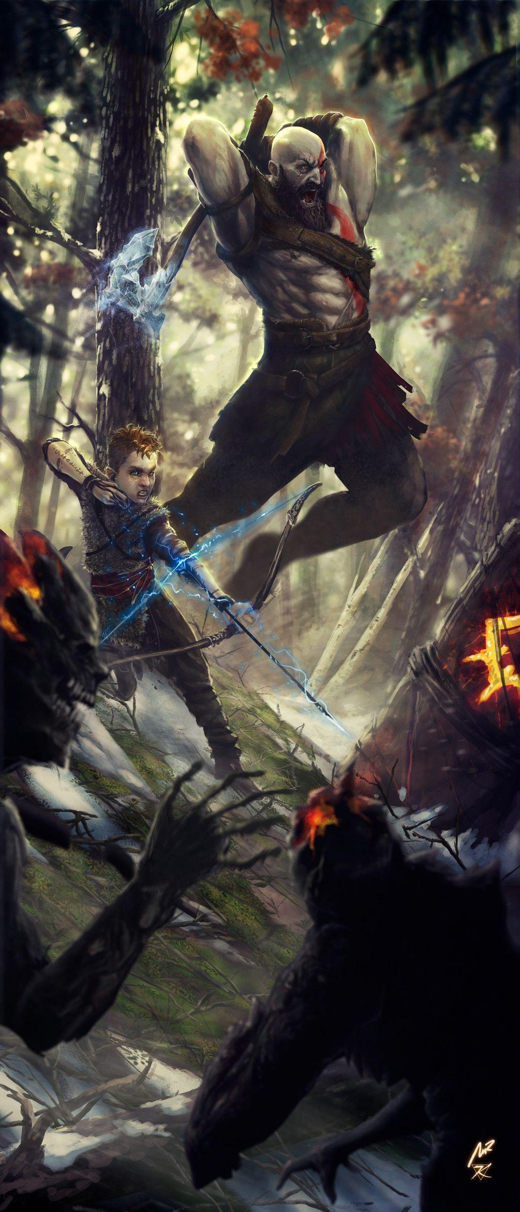 1072x2500 God of War & Atreus, Kaithzer Morejón. Kratos god of war, God of war, War