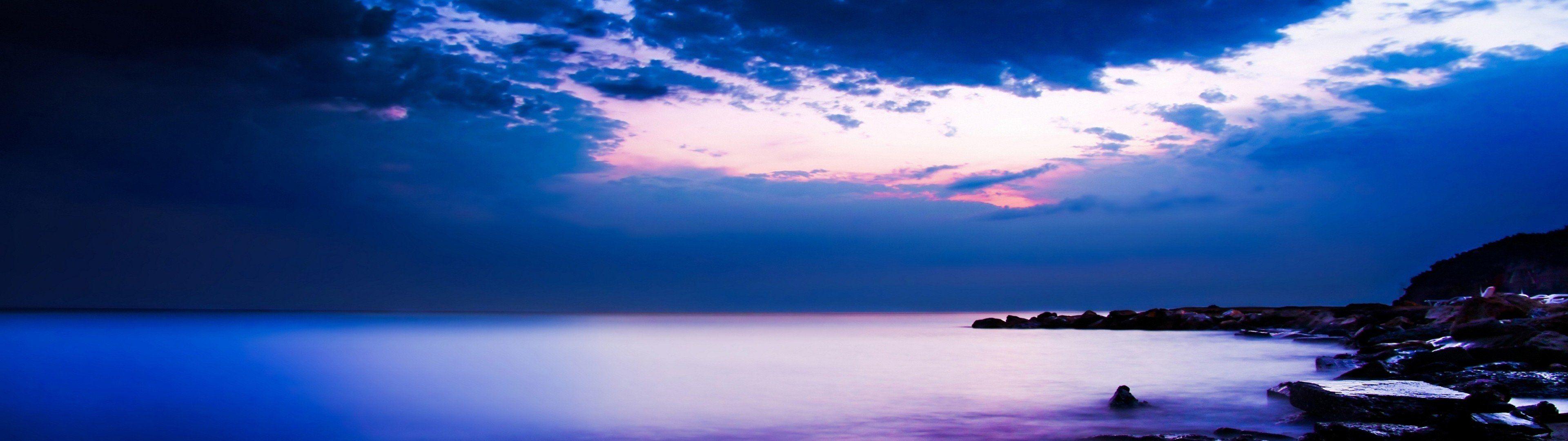 3840x1080 Water shore multiscreen skyscapes sea wallpaperx1080