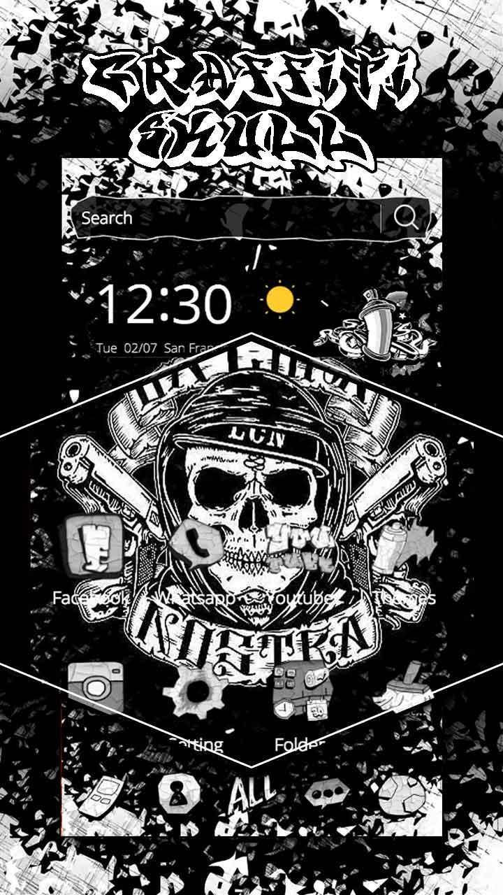 720x1280 Hip Hop Graffiti Skull Theme for Android