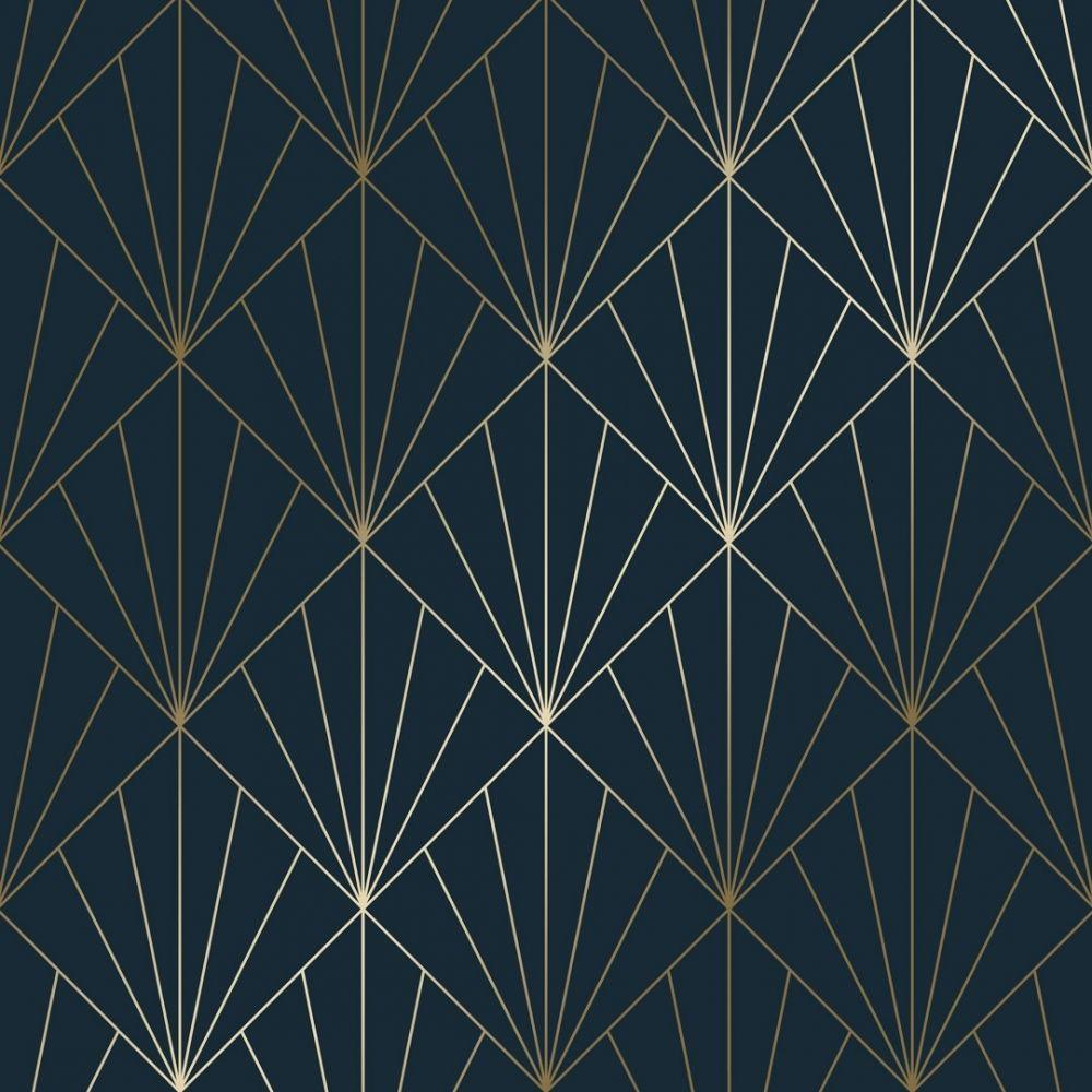 PVC Interior Aesthetic Blue Gold Pattern Wallpaper For Home
