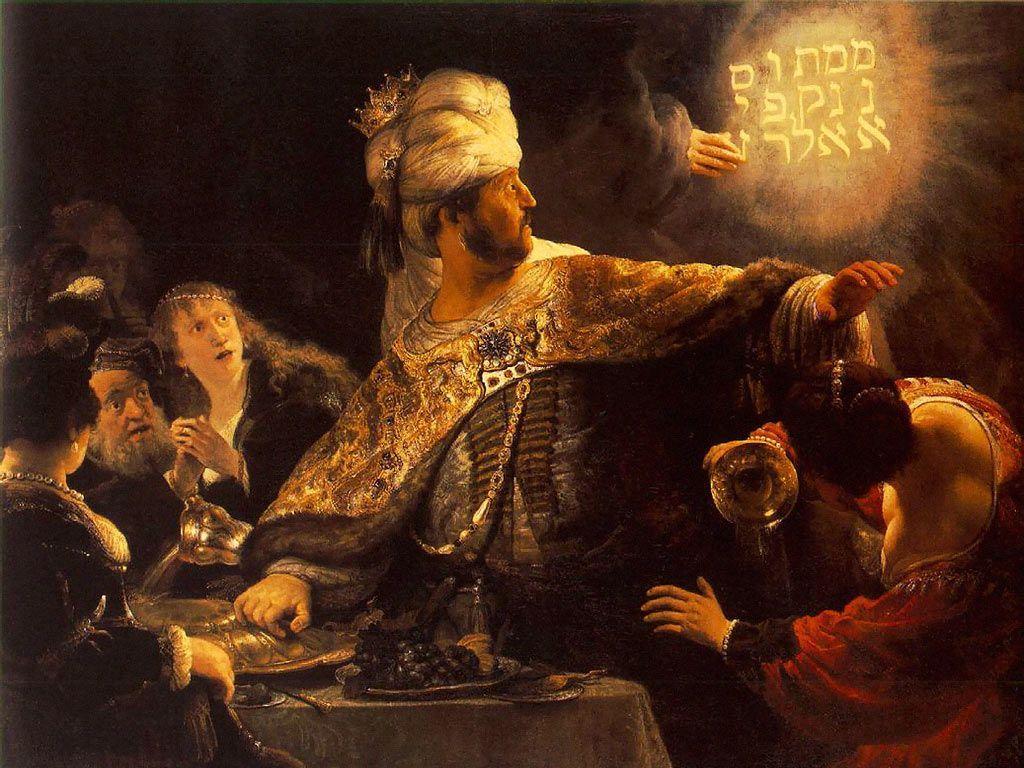 1024x768 The Feast of Belshazzar. Rembrandt. National Gallery London