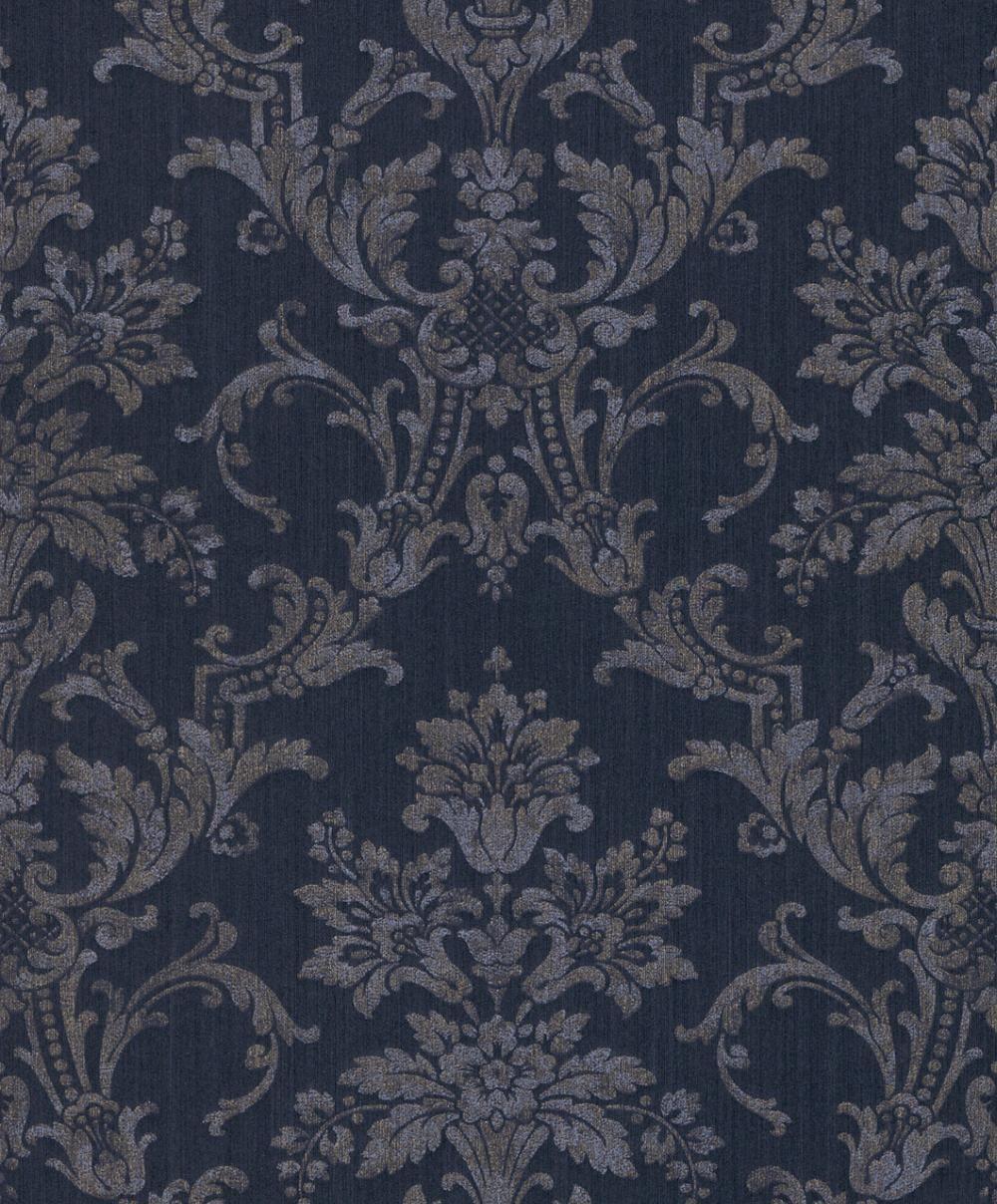 1000x1208 Textile Wallpaper Rasch Textil baroque dark blue gold 079127
