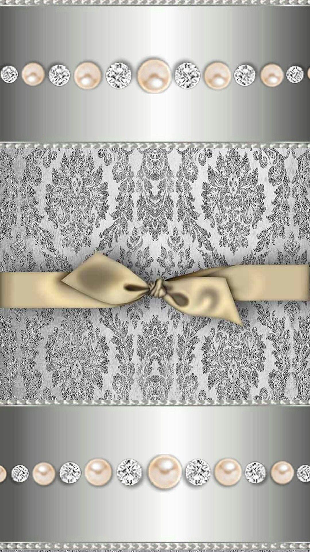 1080x1920 Silver & Gold with Diamonds & Pearls. By Artist Unknown. Lace wallpaper, Silver bling wallpaper, Bling wallpaper