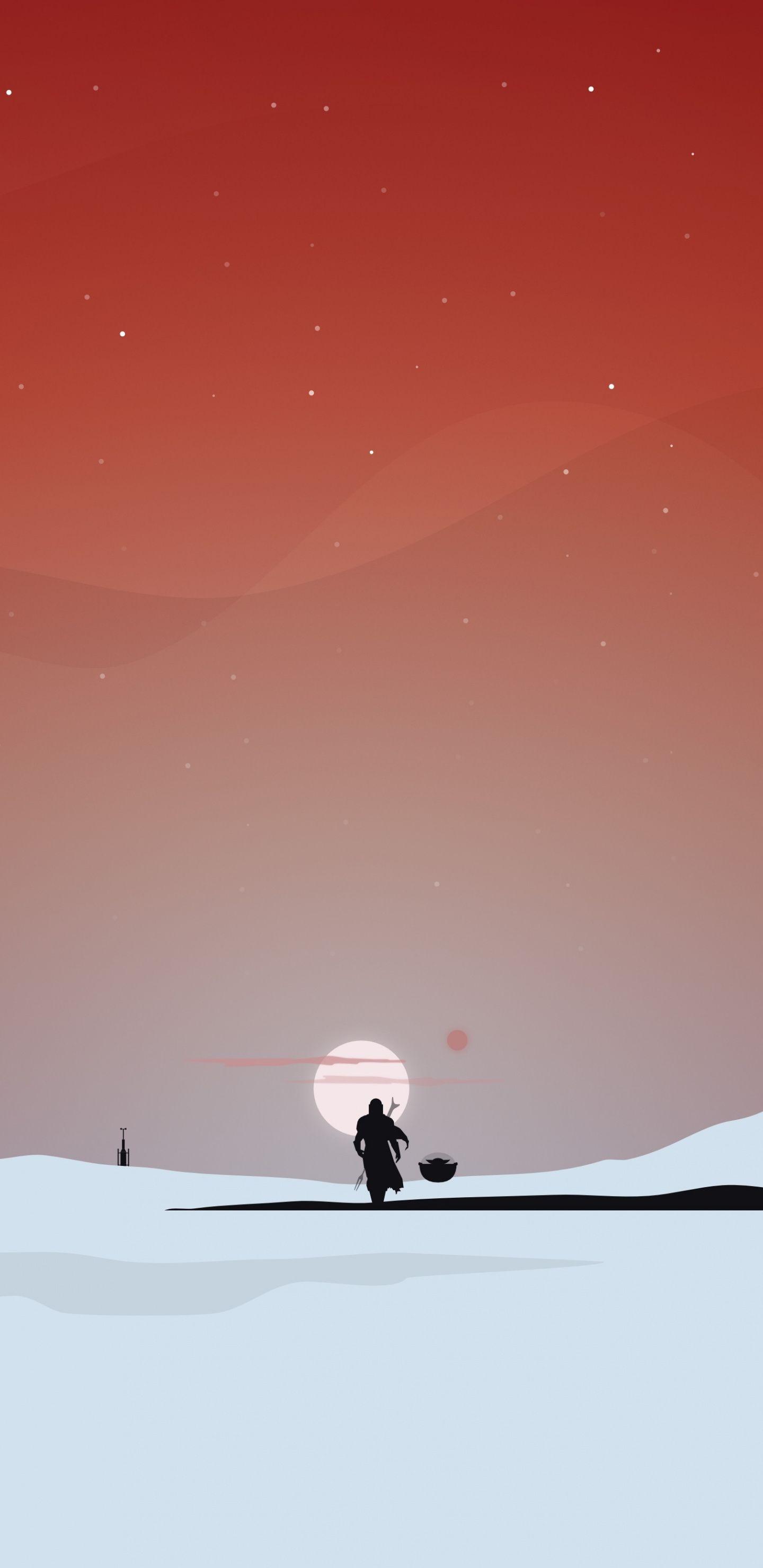 1440x2960 Mandalorian Minimalist Wallpaper iPhone HD Wallpaper