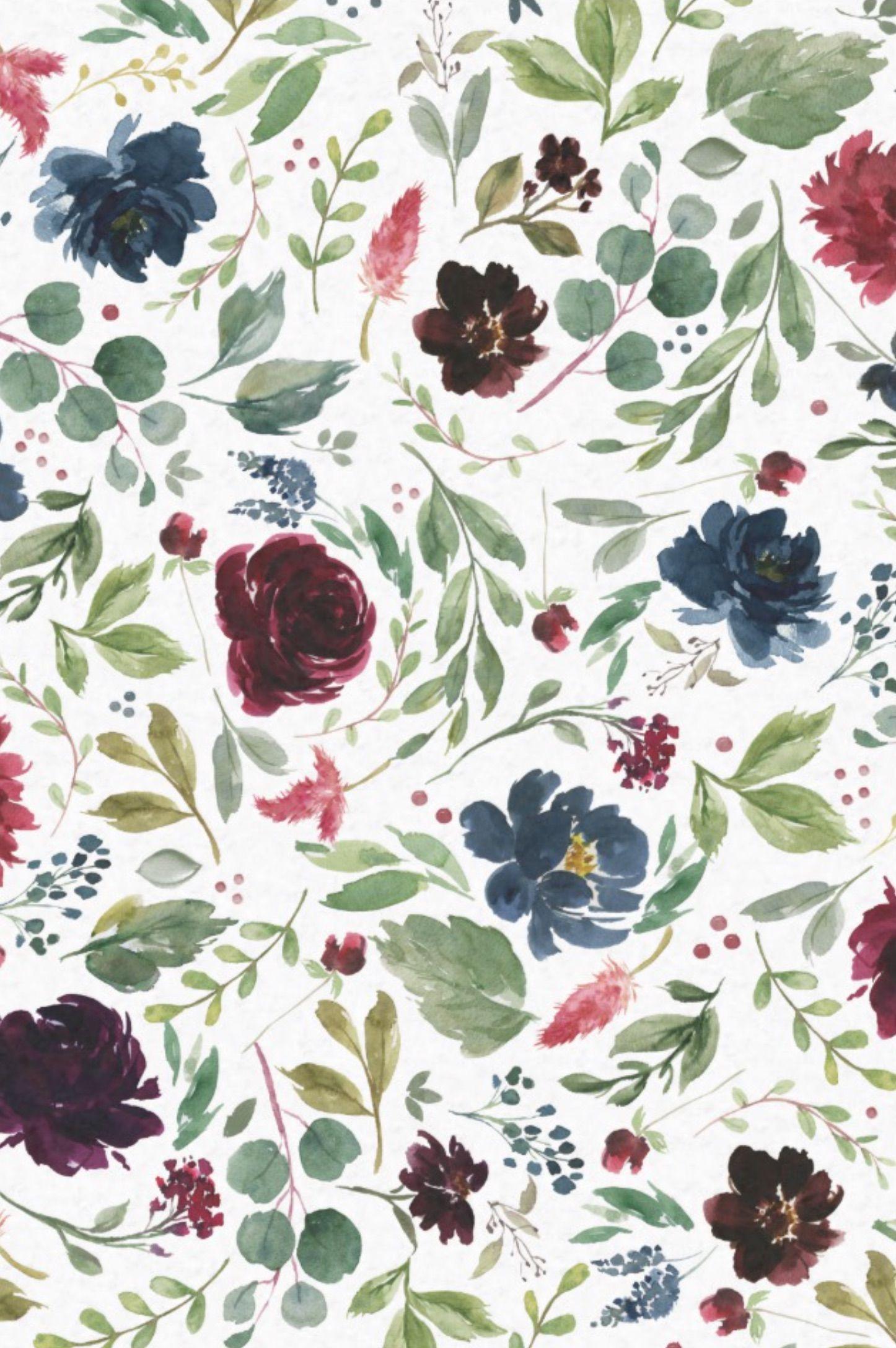 1446x2176 Burgundy Navy Blue Floral Watercolor Pattern Tissue Paper Watercolor Flowers by JunkyDotCom. Watercolor floral pattern, Floral watercolor, Watercolor pattern