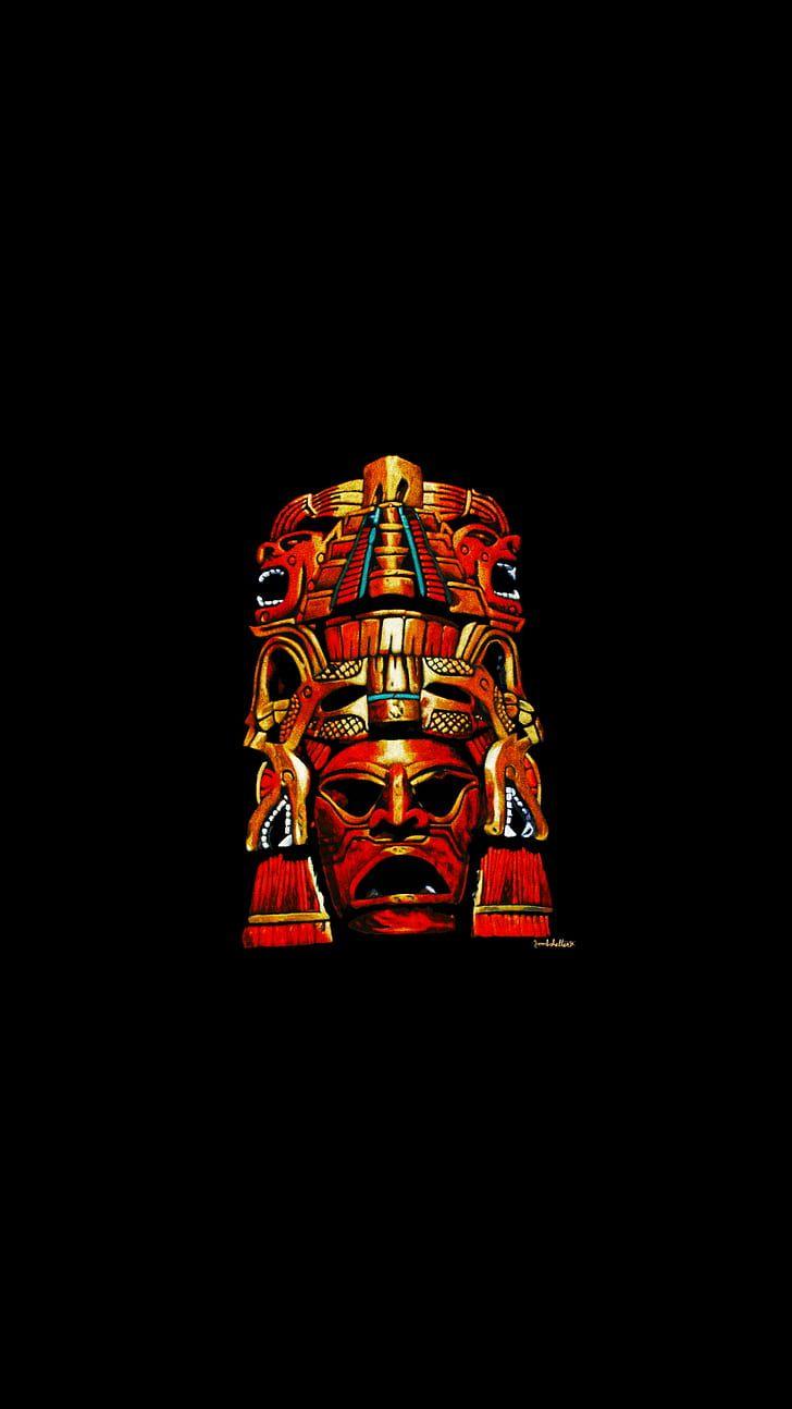 728x1294 Black Background, Minimalism, Tiki, Portrait Display, 720p Wallpaper Portrait