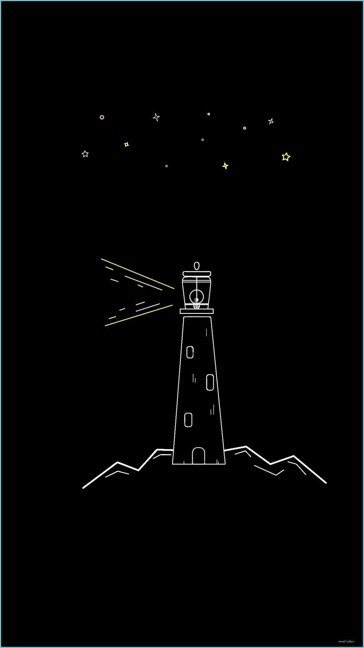 1272x2263 Light House Minimalist Wallpaper, Black Paper Drawing