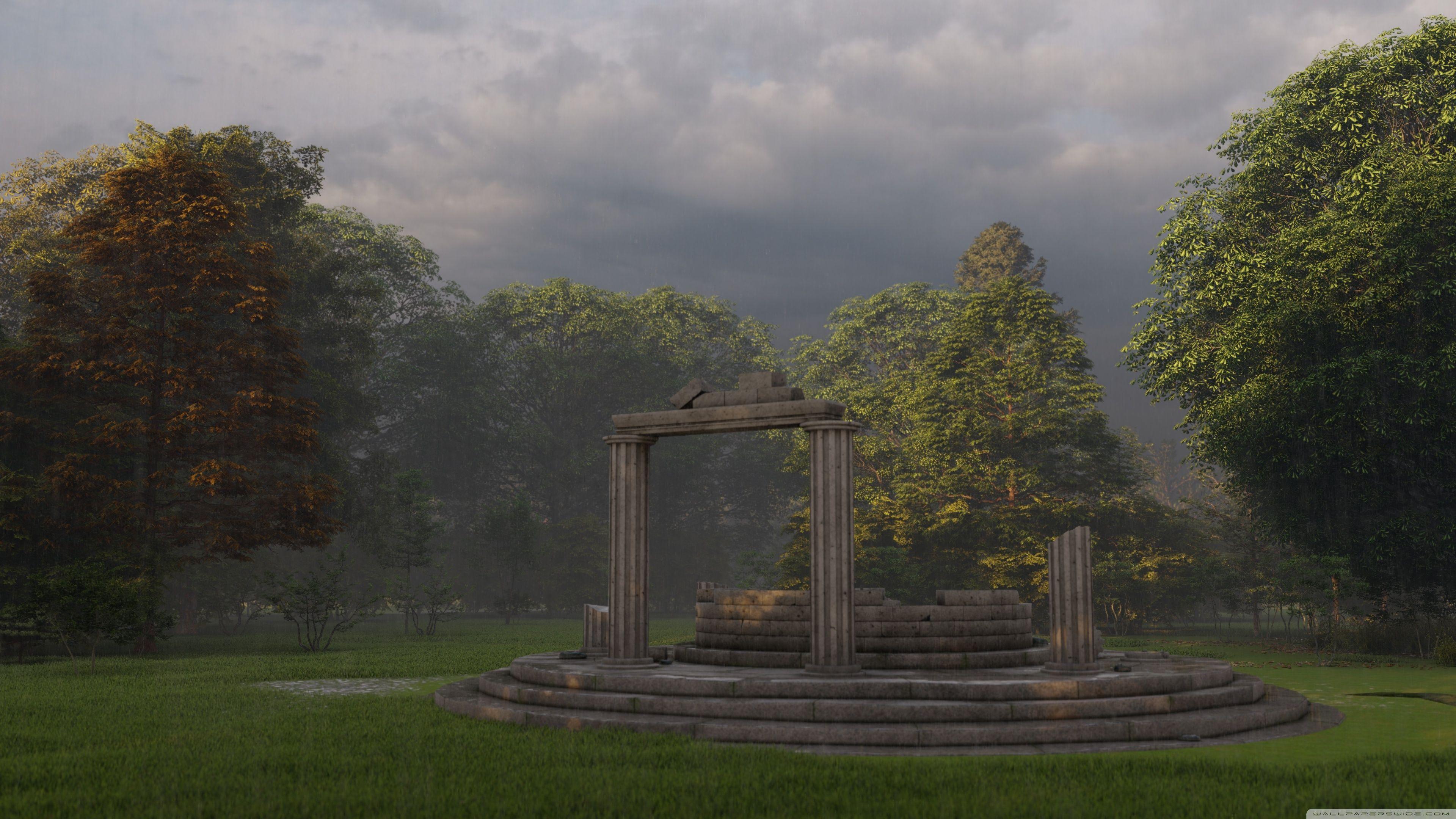 3840x2160 Ancient Greek temple in forest Ultra HD Desktop Background Wallpaper for 4K UHD TV : Widescreen & UltraWide Desktop & Laptop : Tablet