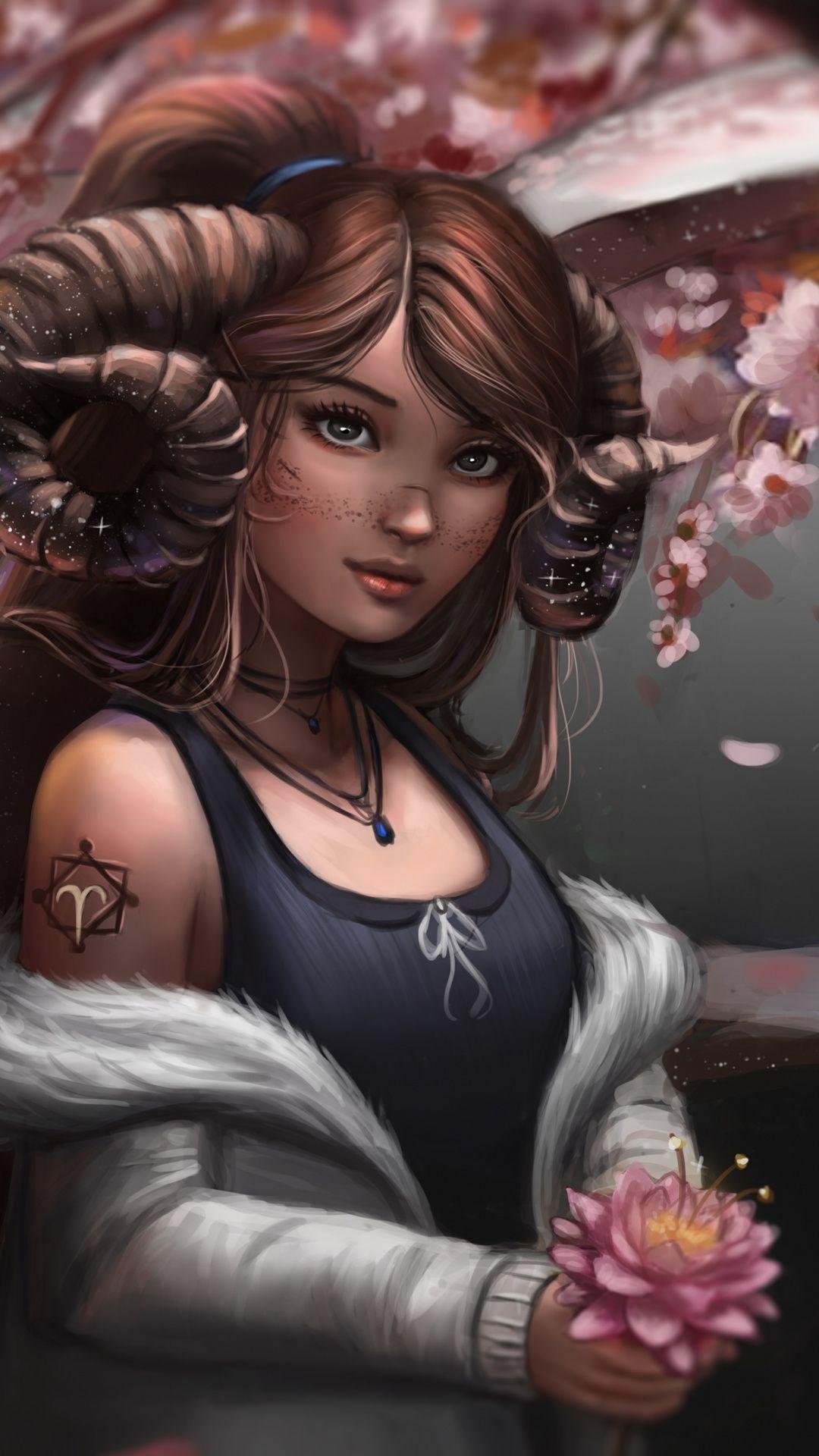 1080x1920 Fantasy, Aries girl, art wallpaper. Aries art, Aries wallpaper, Aries aesthetic