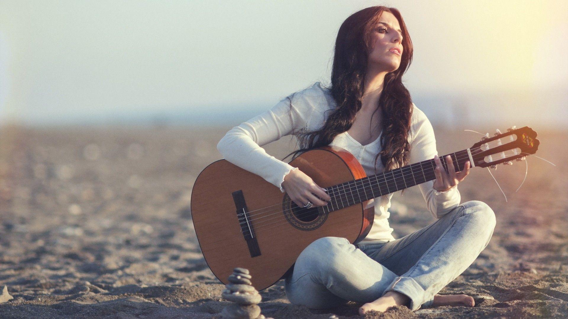 1920x1080 women model guitar Wallpaper HD / Desktop and Mobile Background