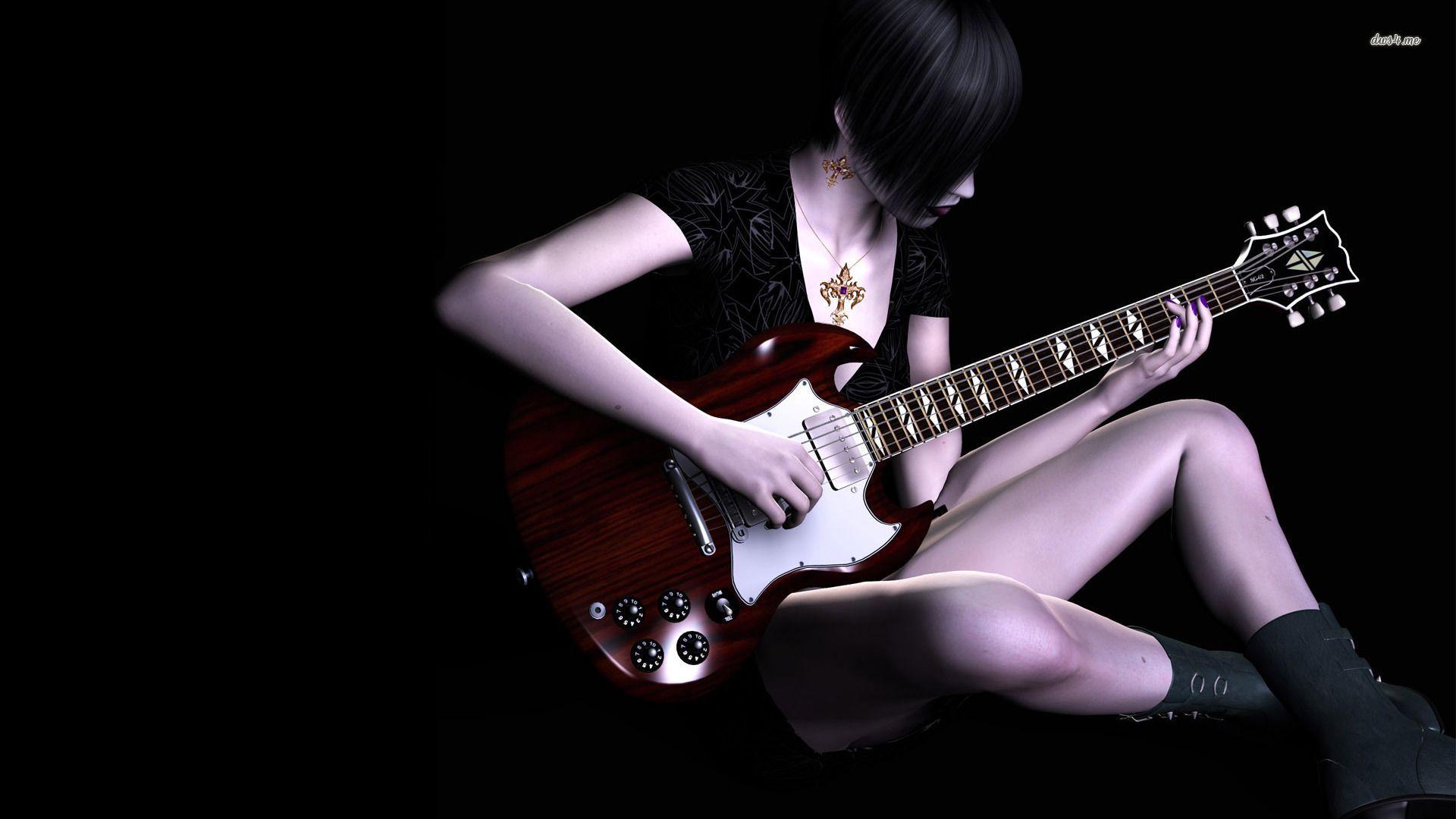 1920x1080 Stratocaster Girl Artistic Wallpaper Guitar Playing Fantasy Wallpaper Wallwuzz Hd Wallpaper 920×080 Pixels. Guitar Girl, Guitar, Electric Guitar