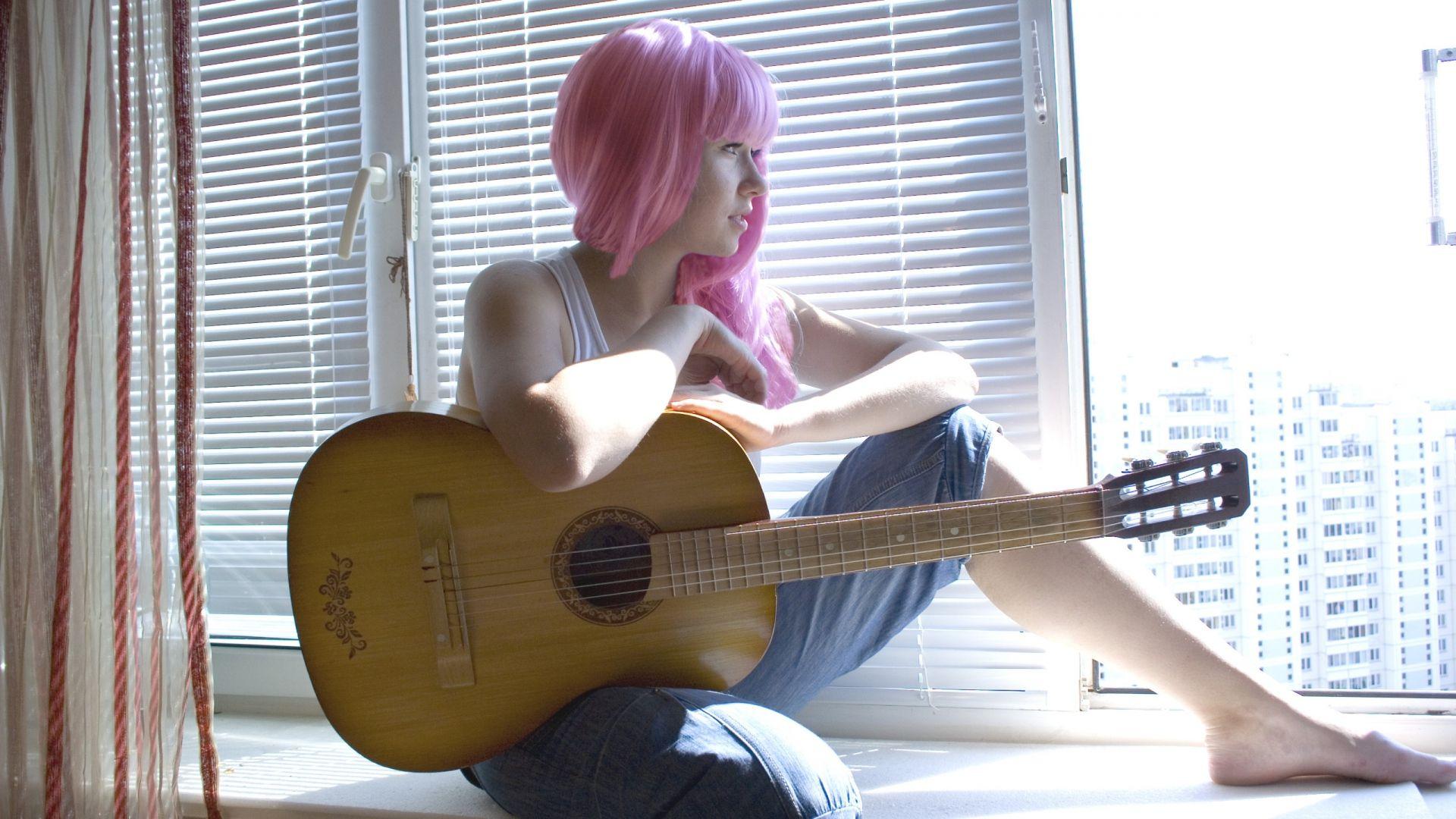 1920x1080 Download 1920x1080 HD Wallpaper asian pink guitar window dreamy, Desktop Background HD