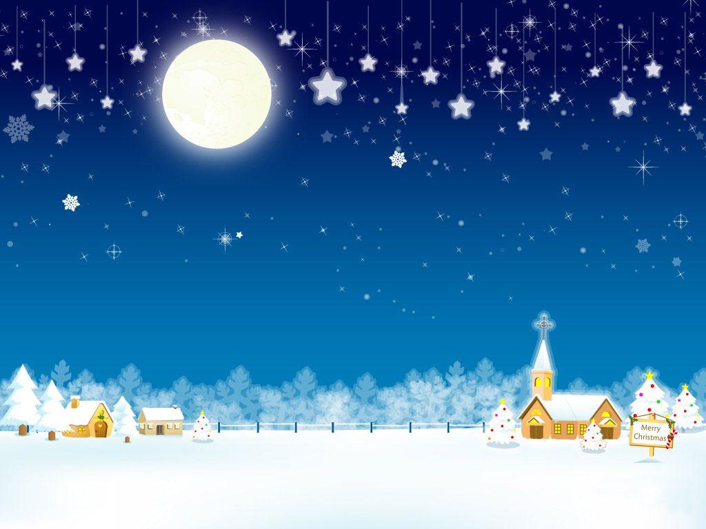 1024x768 Christmas Moon, High Definition, High Quality, Widescreen