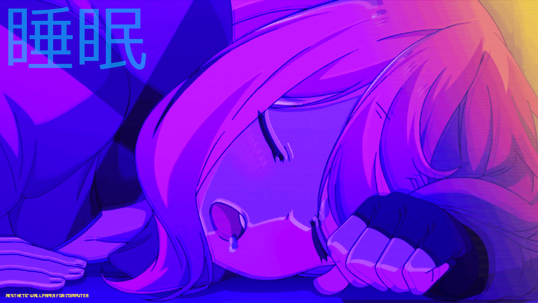 1862x1047 Anime Wallpaper HD: Blue Anime Aesthetic Computer Wallpaper