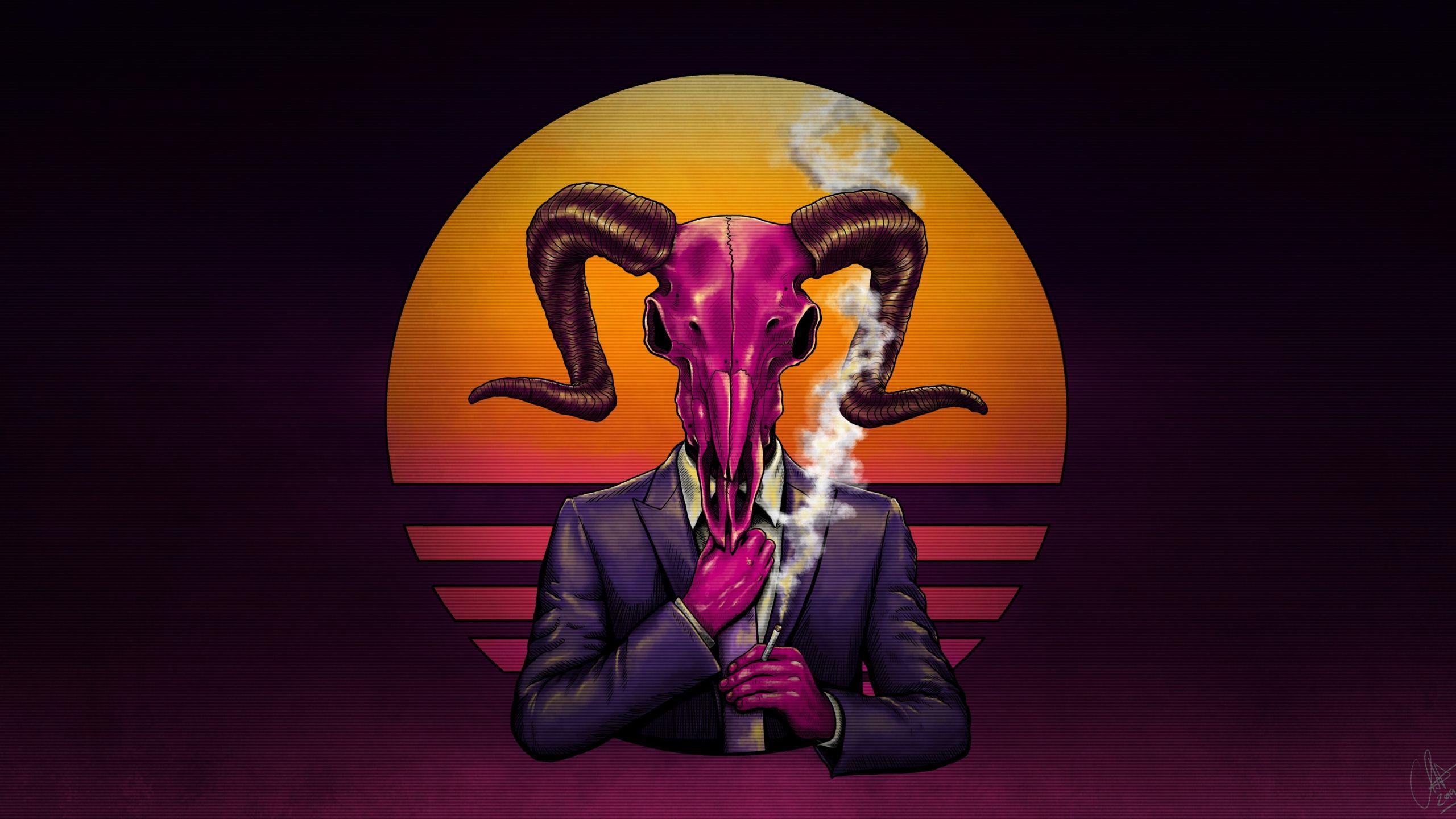 2560x1440 Download 2560x1440 wallpaper demon in suit, horns, fantasy, art, dual wide, widescreen 16: widescreen, 2560x1440 HD image, background, 22517