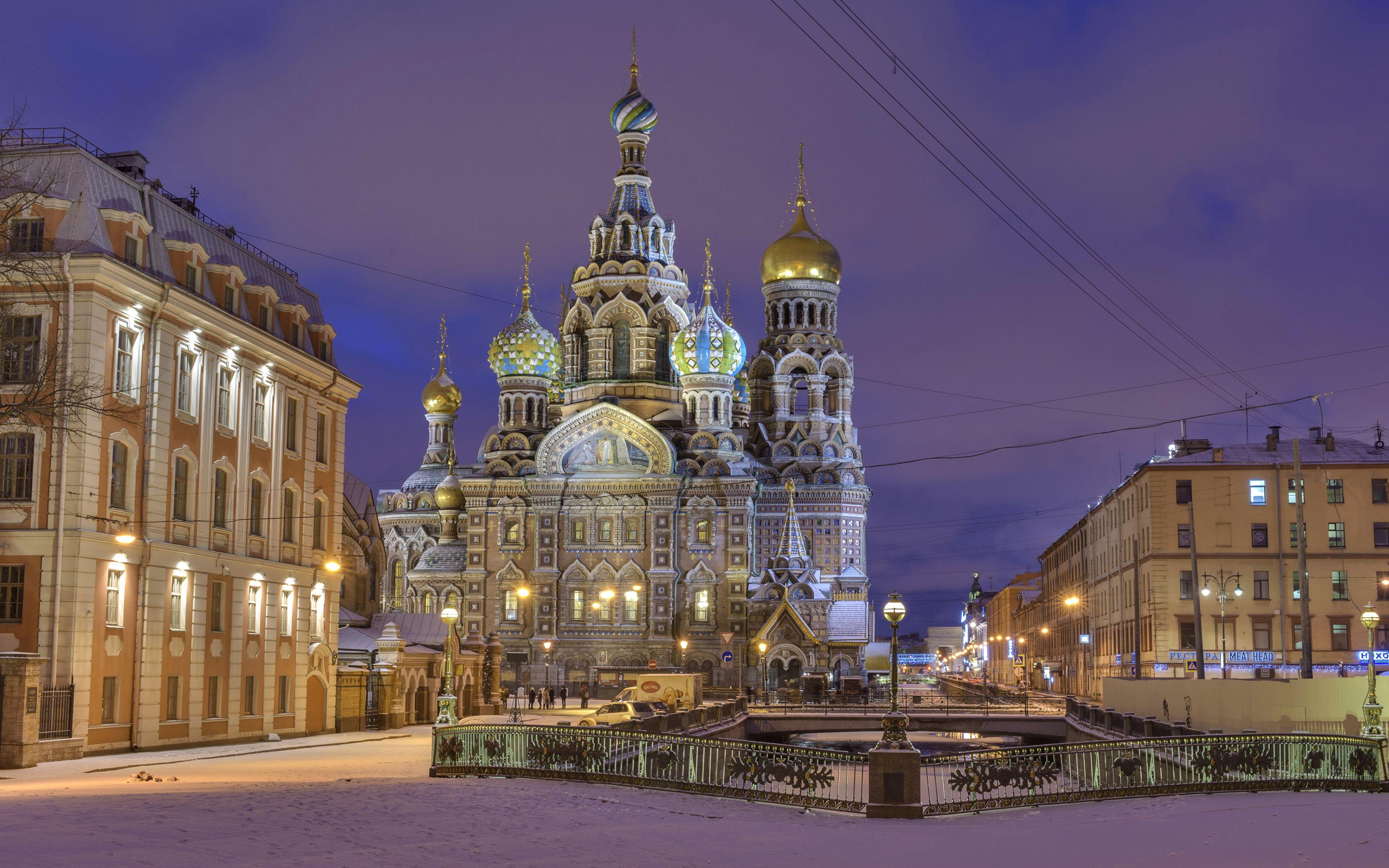 3840x2400 Image St. Petersburg Russia Church of Savior Winter 3840x2400