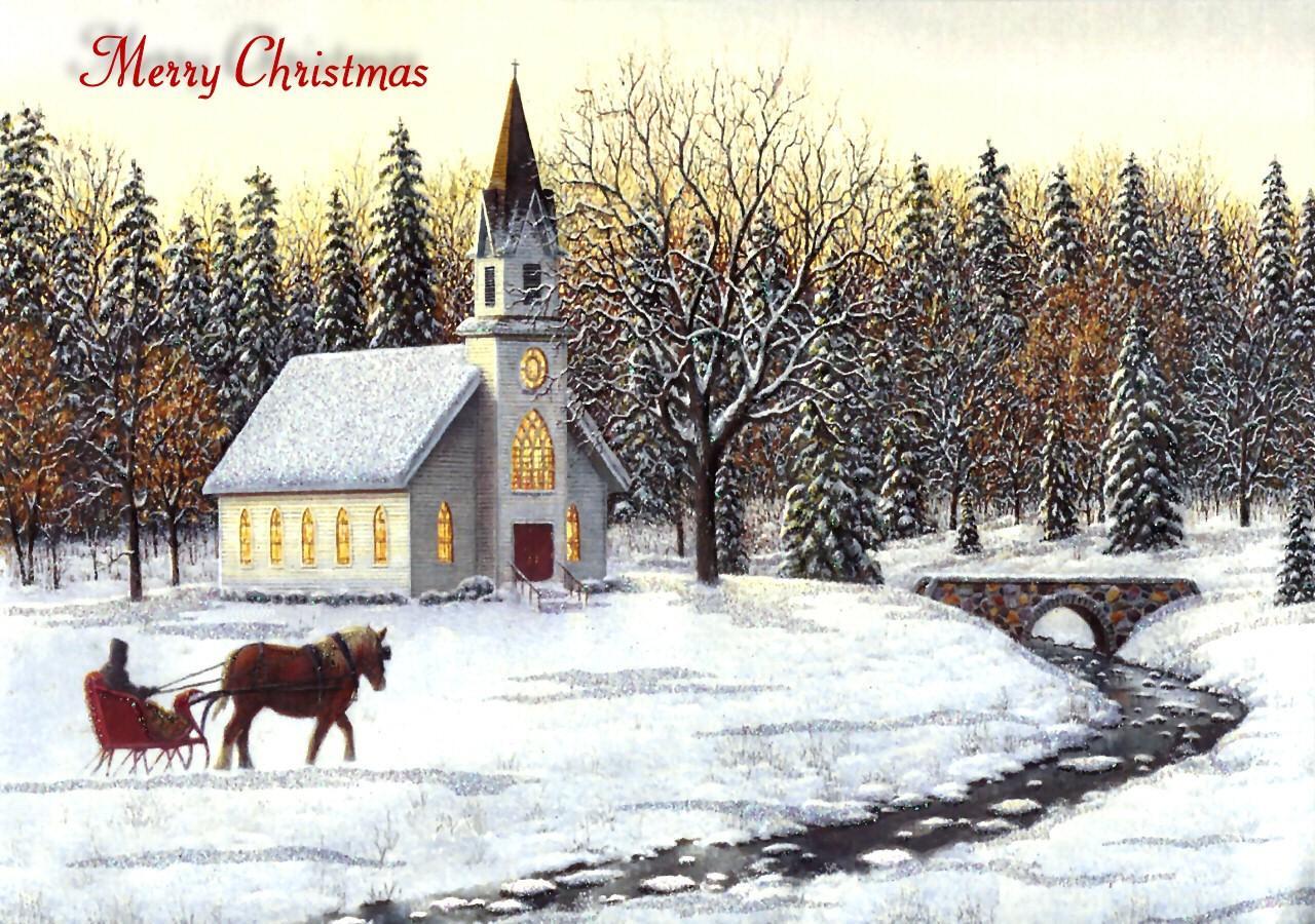 1280x900 Church In Winter Desktop Wallpaper