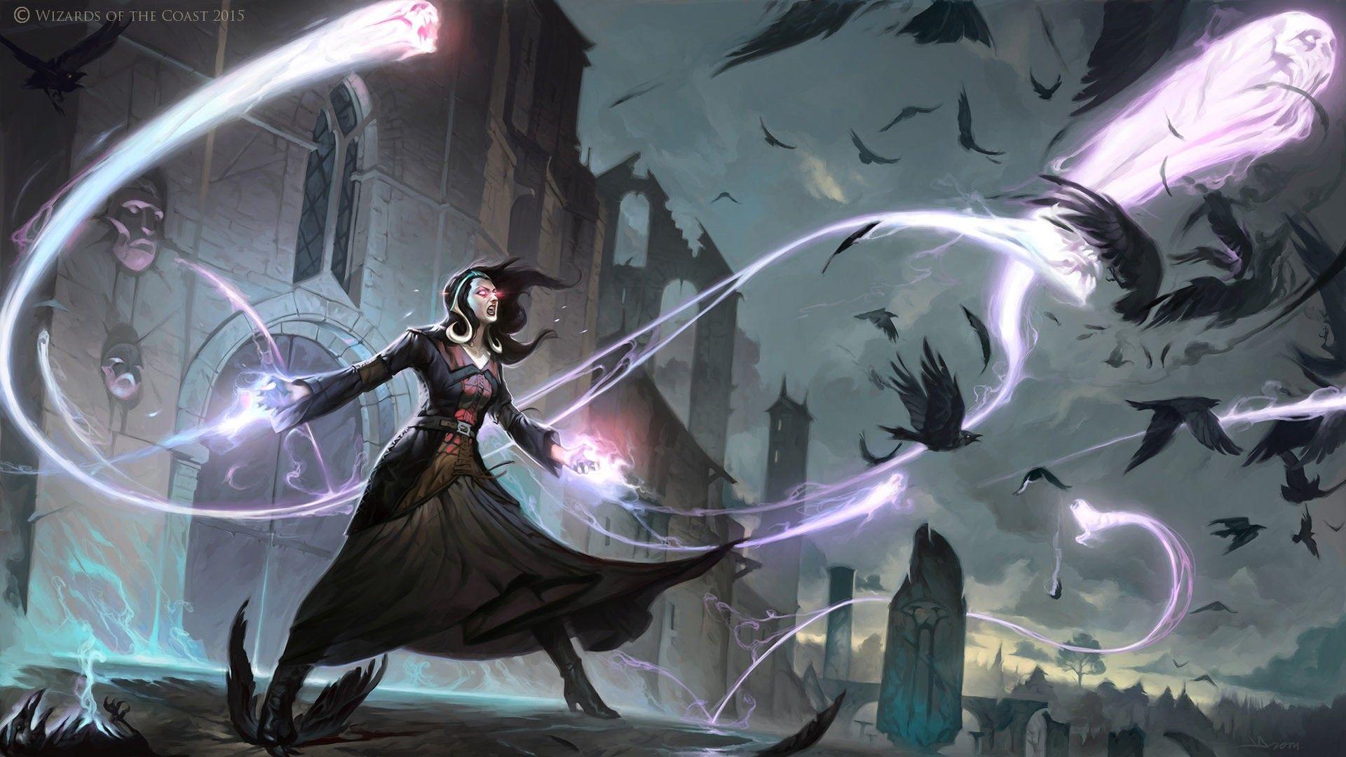 1920x1080 #wizard, #Magic: The Gathering, #raven, #crow, #fantasy art, #Liliana Vess wallpaper. Mocah HD Wallpaper