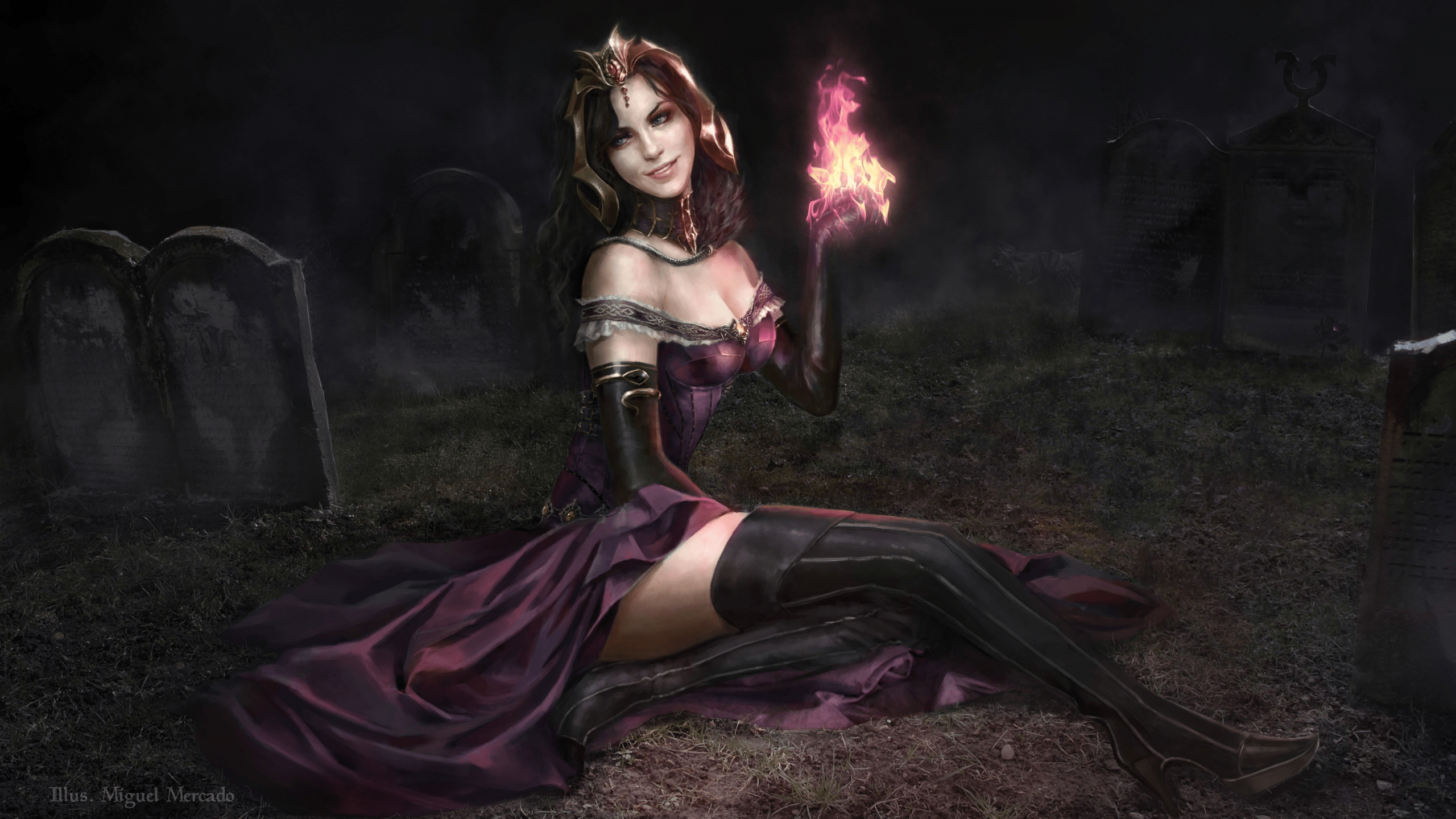 2560x1440 Download 2560x1440 artwork, fantasy art, Magic: The Gathering, Liliana Vess Wallpaper