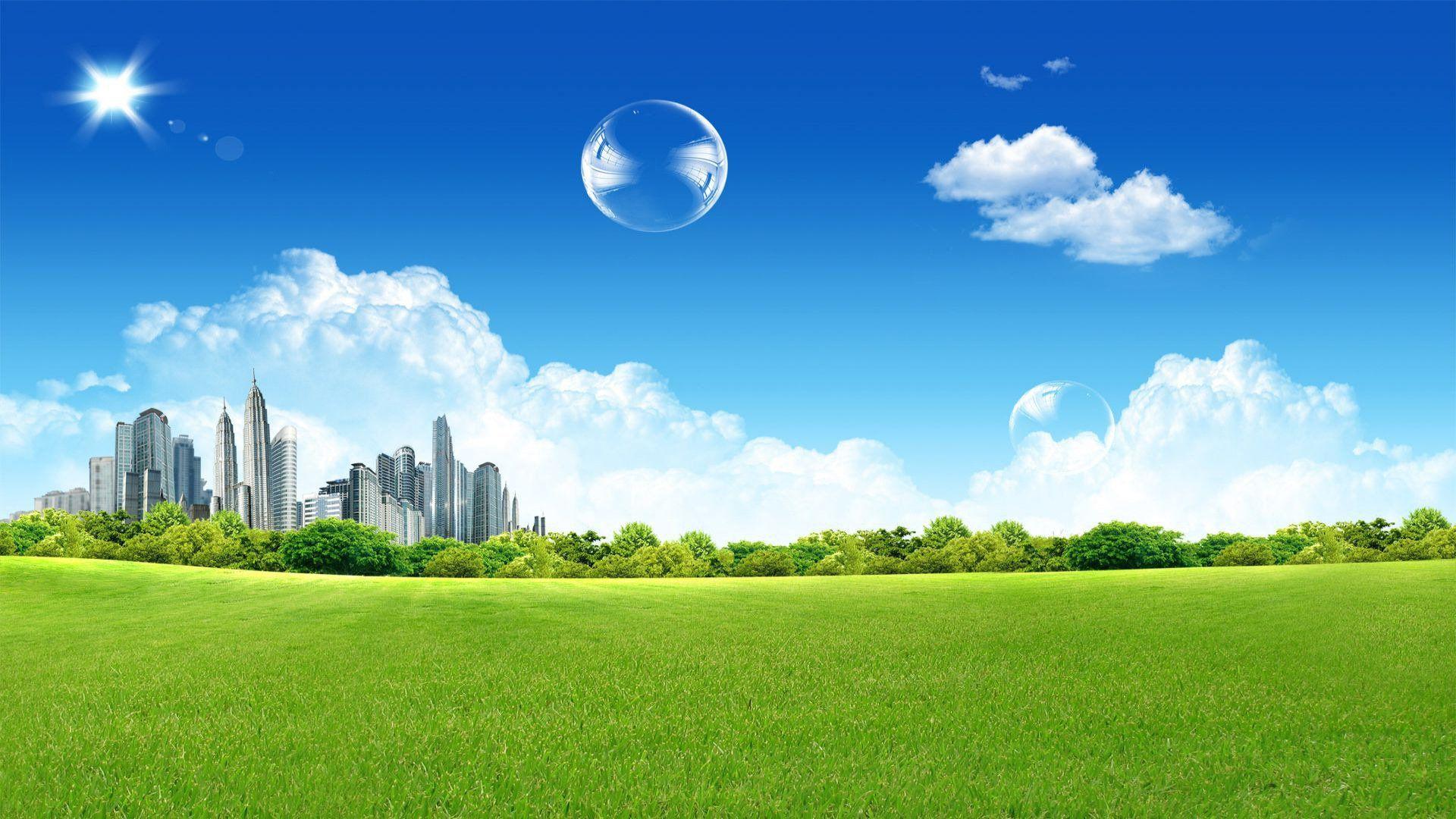 1920x1080 Free download Green City View Green City HD Wallpaper [1920x1080] for your Desktop, Mobile & Tablet. Explore Free Wallpaper Green City Park. Green Black Wallpaper, Cool Green Wallpaper, Green