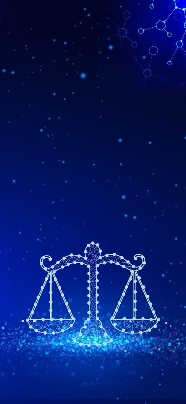 640x1386 Beautiful Hand Painted Blue Libra Constellation Illustration Background, Advertising Background, Blue Background, Libra Illustration Background Image for Free Download