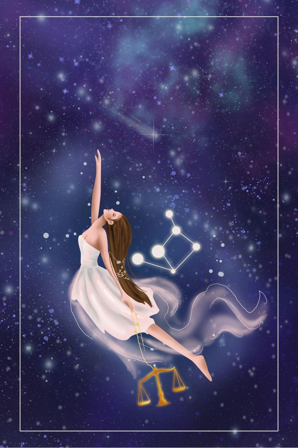 960x1440 Libra Constellation Dark Blue Poster Background Template, Libra, Constellation, Dark Blue Background Image for Free Download