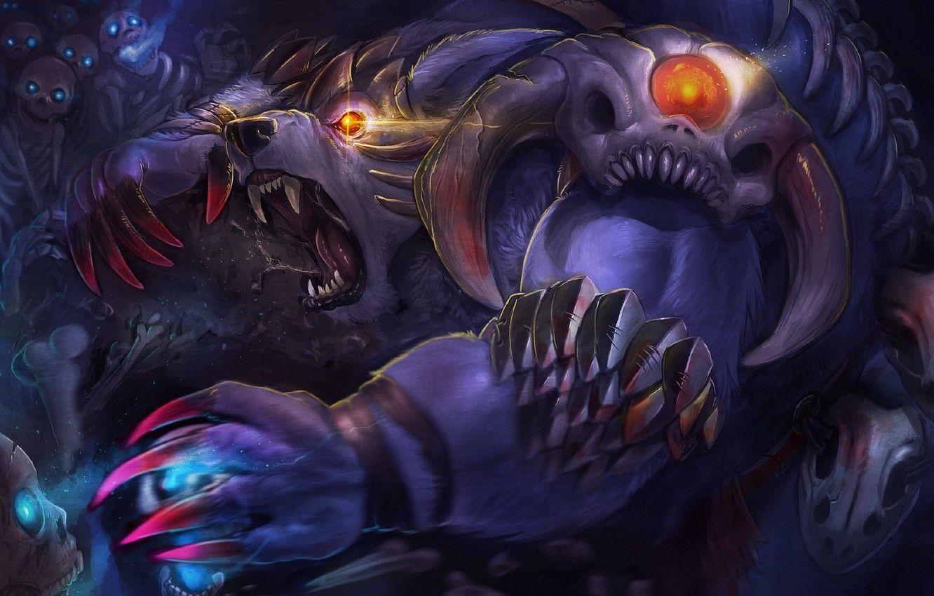 1332x850 Wallpaper bear, art, rage, claws, skeletons, Dota Ursa, Ulfsaar, Ursa Warrior image for desktop, section игры