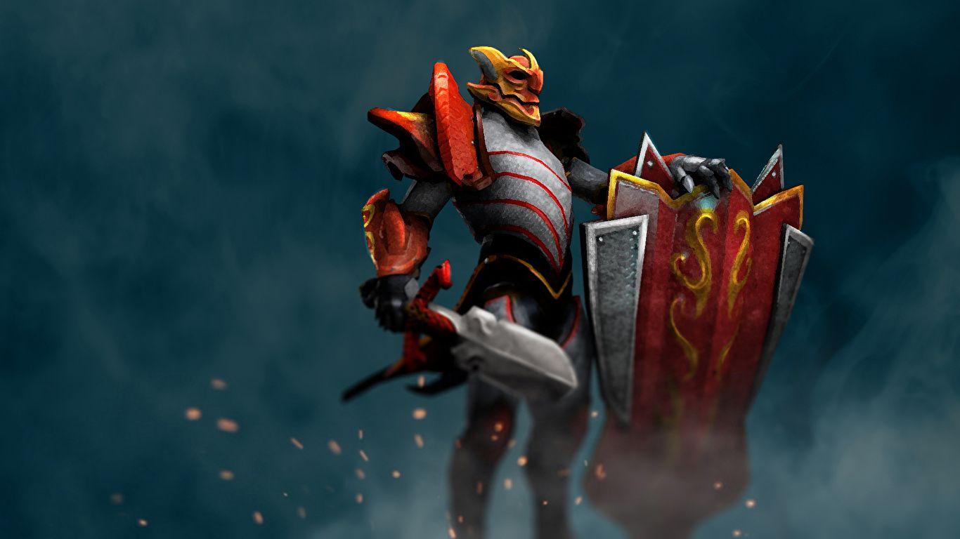 1366x768 Fondos de Pantalla 1366x768 DOTA 2 Dragon Knight Dota 2 Guerrero Armadura Escudo Espadas Juegos Fantasía descargar imagenes