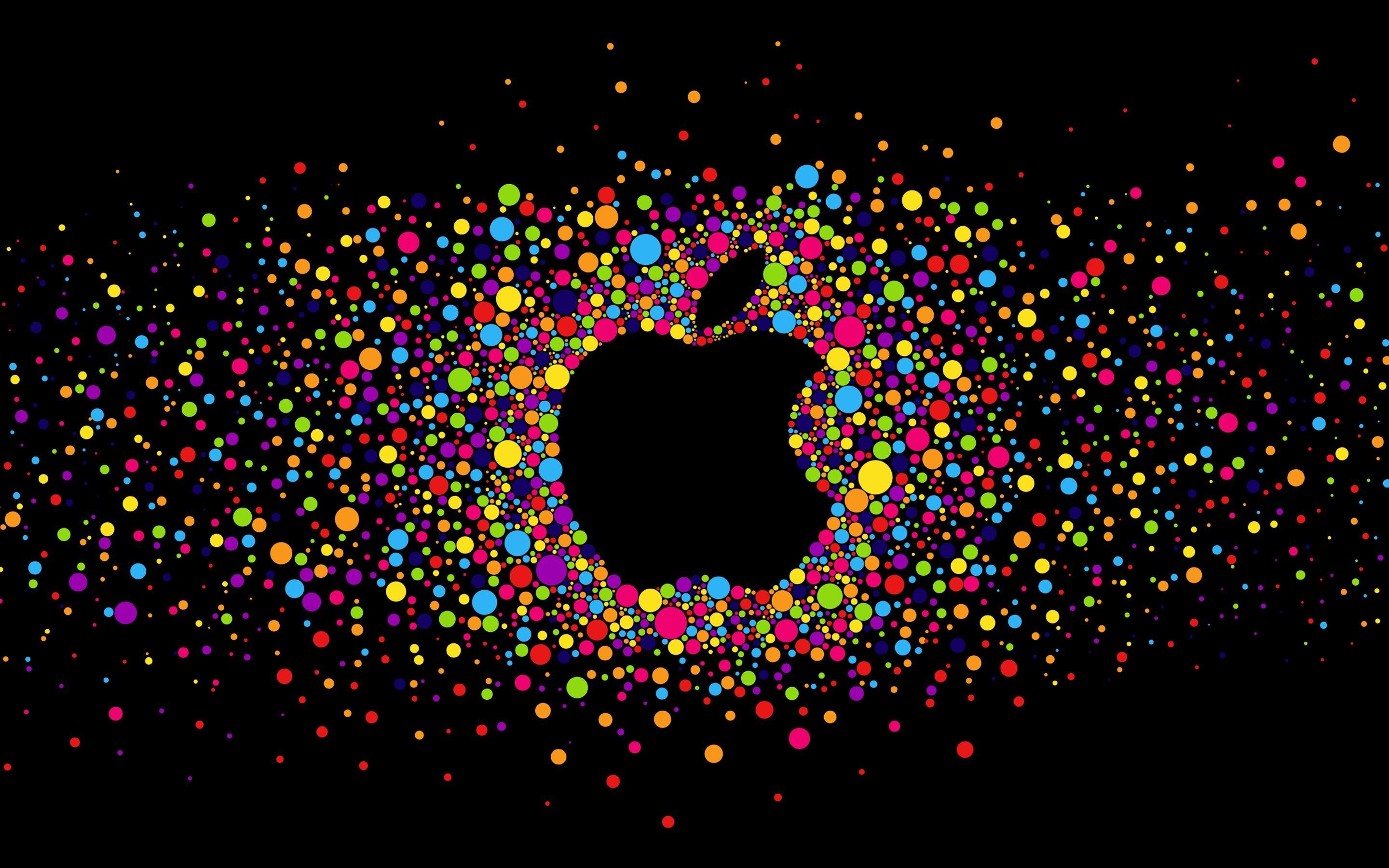 2880x1800 Wallpaper Colorful circles, Apple logo, black background 2880x1800 HD Picture, Image