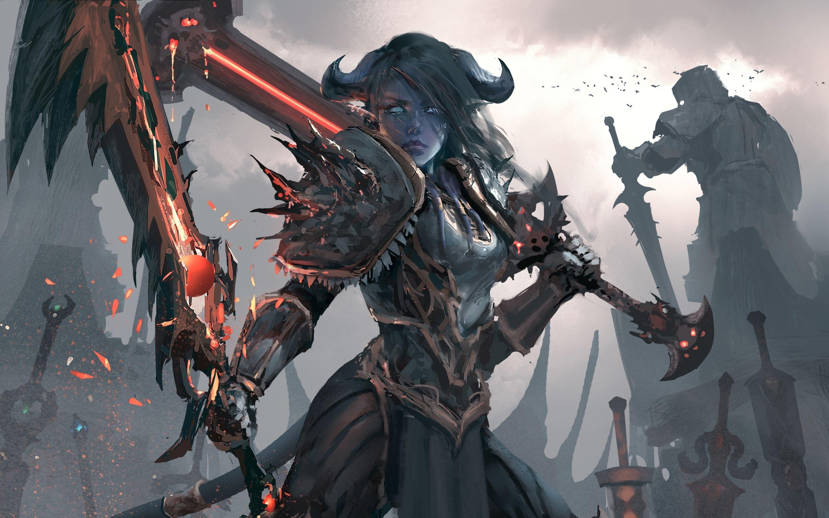 2880x1800 Download 2880x1800 wallpaper world of warcraft, artwork, woman warrior, mac pro retaia image, background, 8784