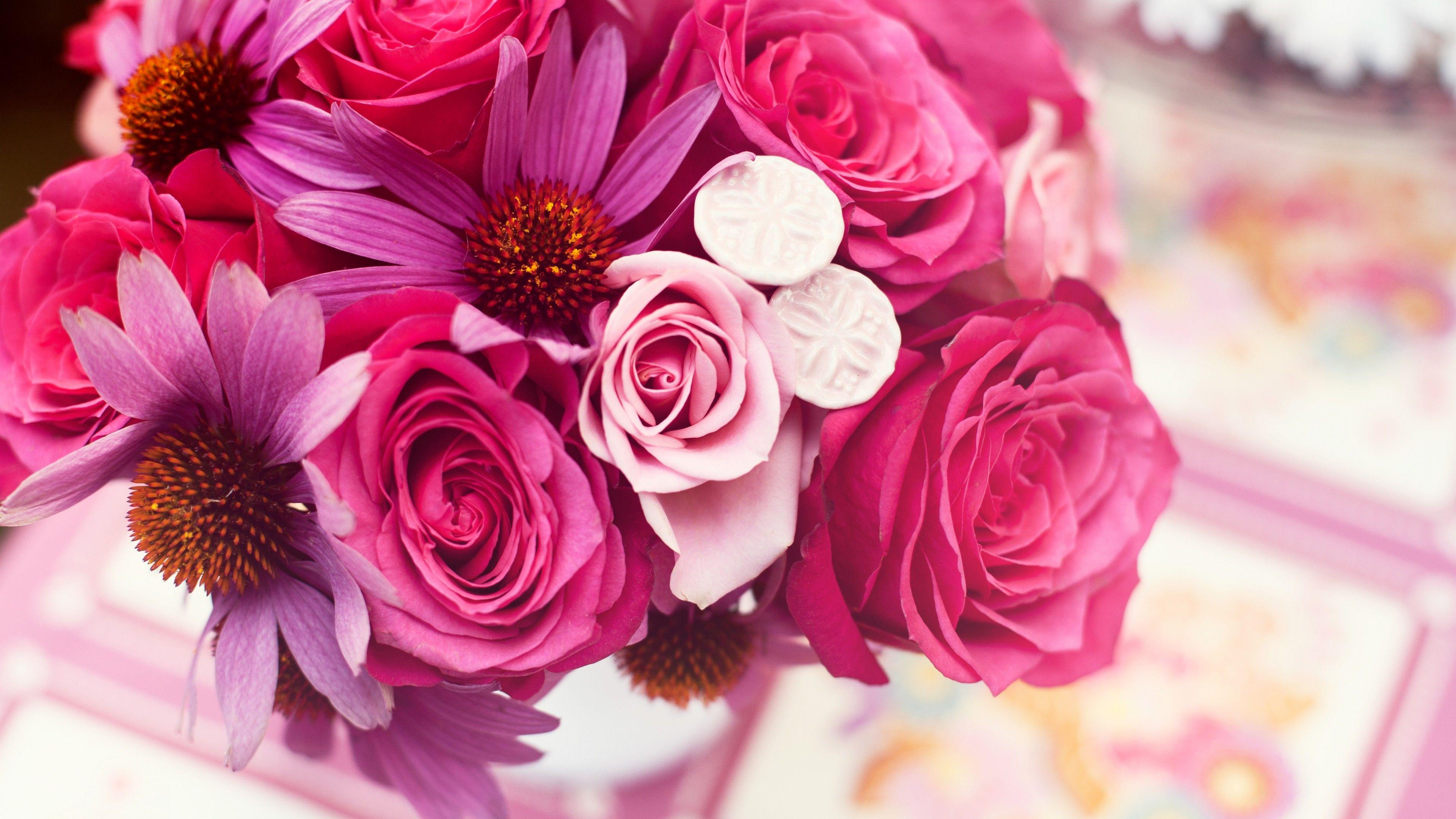 3840x2160 Wallpaper Garden roses, 4k, HD wallpaper, Flower bouquet, pink, Nature