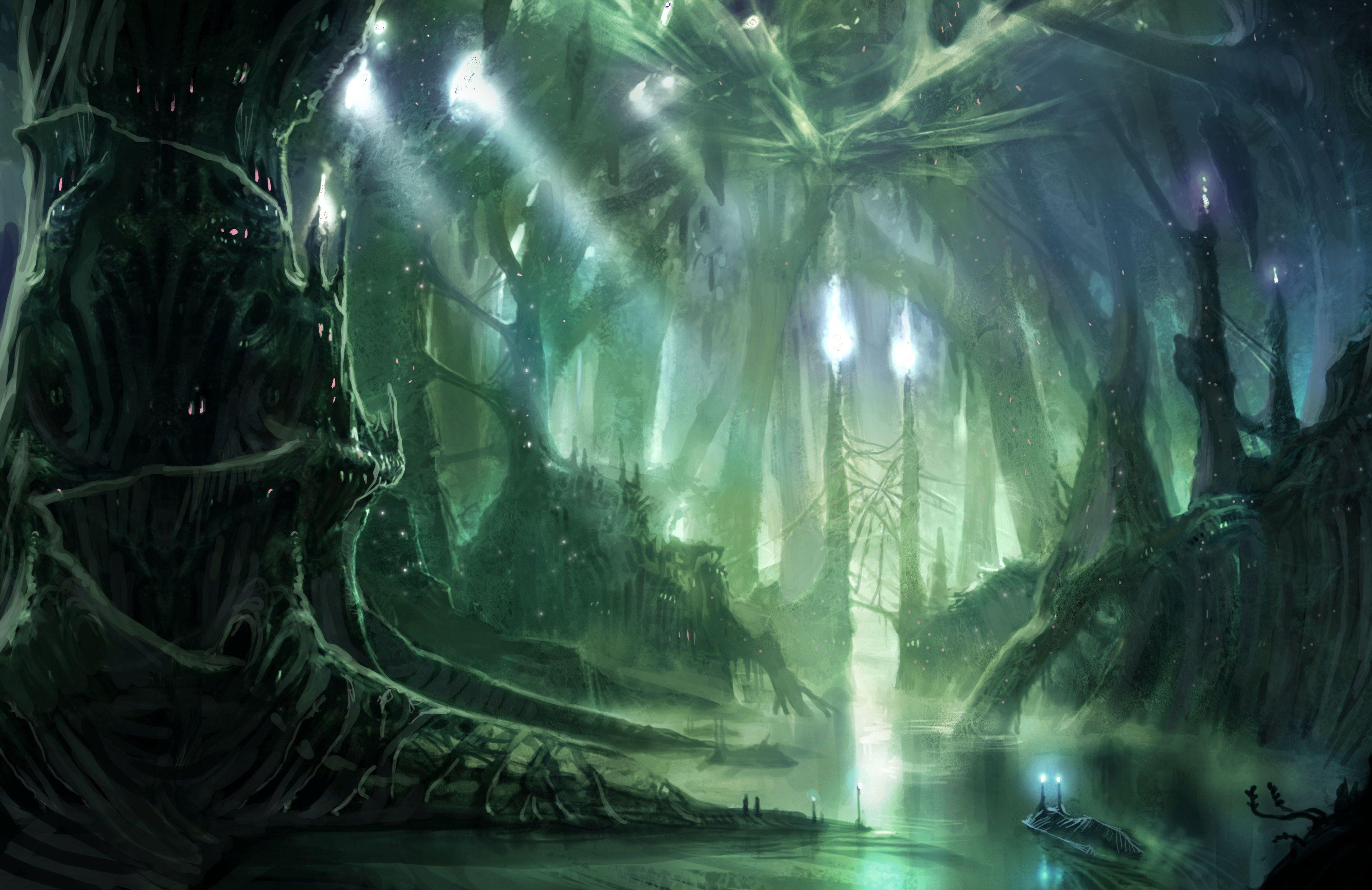 3282x2129 Fantasy Forest Wallpaper