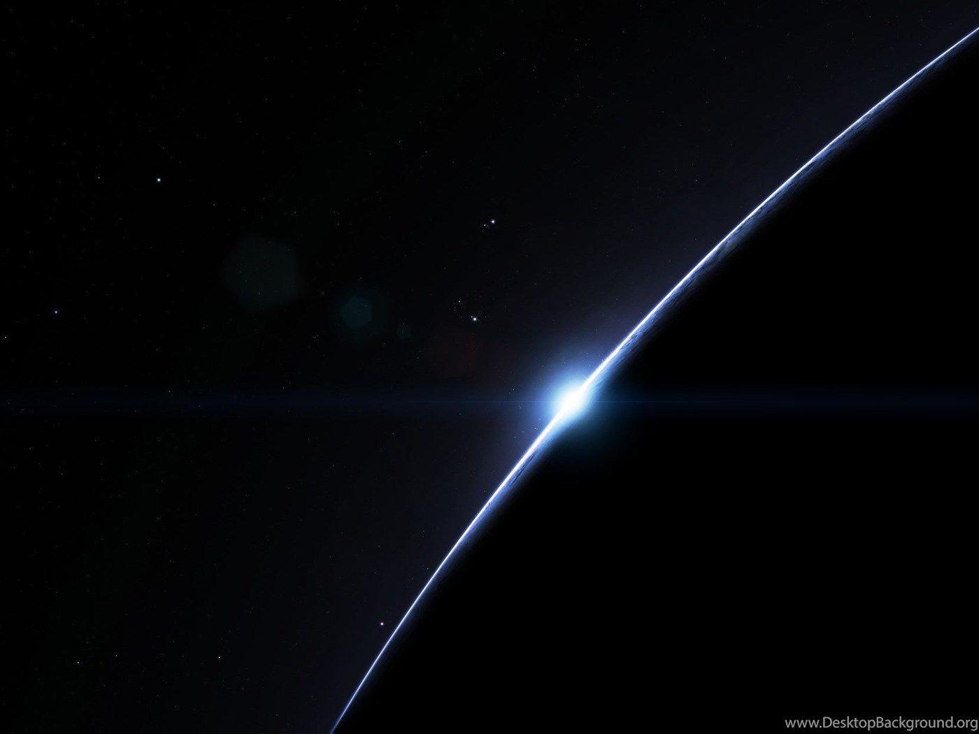 1400x1050 Wallpaper Dark, Simple, Space, Planet, Sunrise, Stars Desktop. Desktop Background