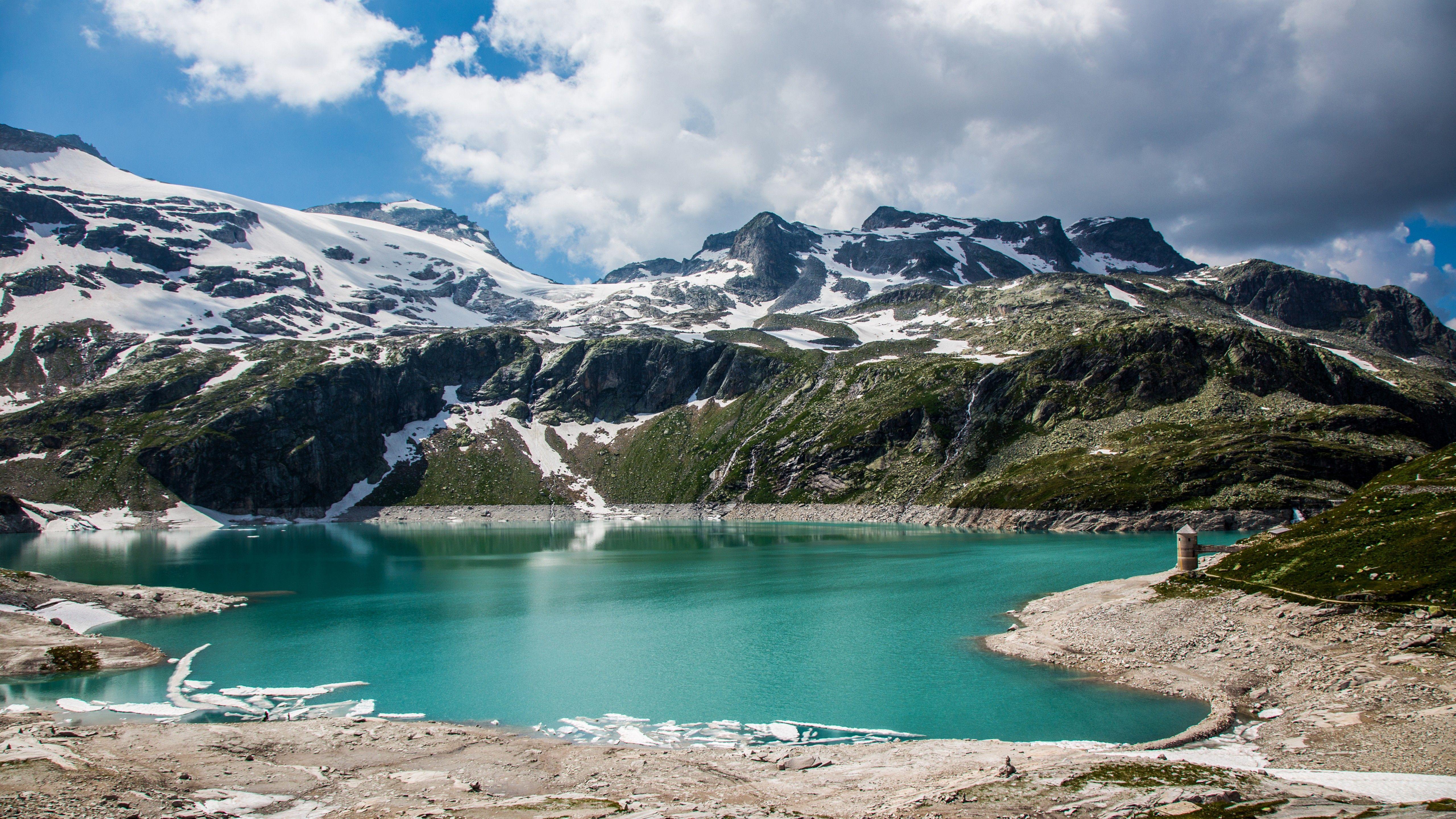 5120x2880 Austria 5k 4k wallpaper 8k Alps lake mountains clouds. Alps, Lake, Lake landscape