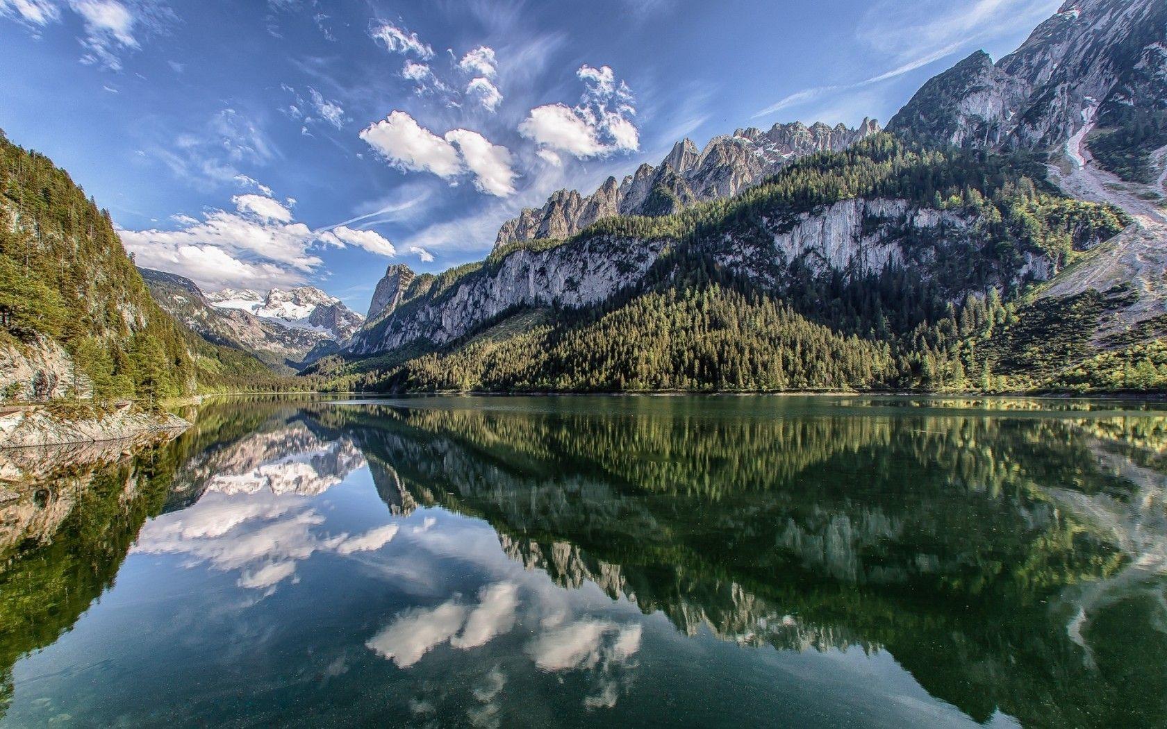 1680x1050 Download 1680x1050 Austria, Alps, Lake, Reflection, Clouds, Mountains, Gosau Wallpaper for MacBook Pro 15 inch
