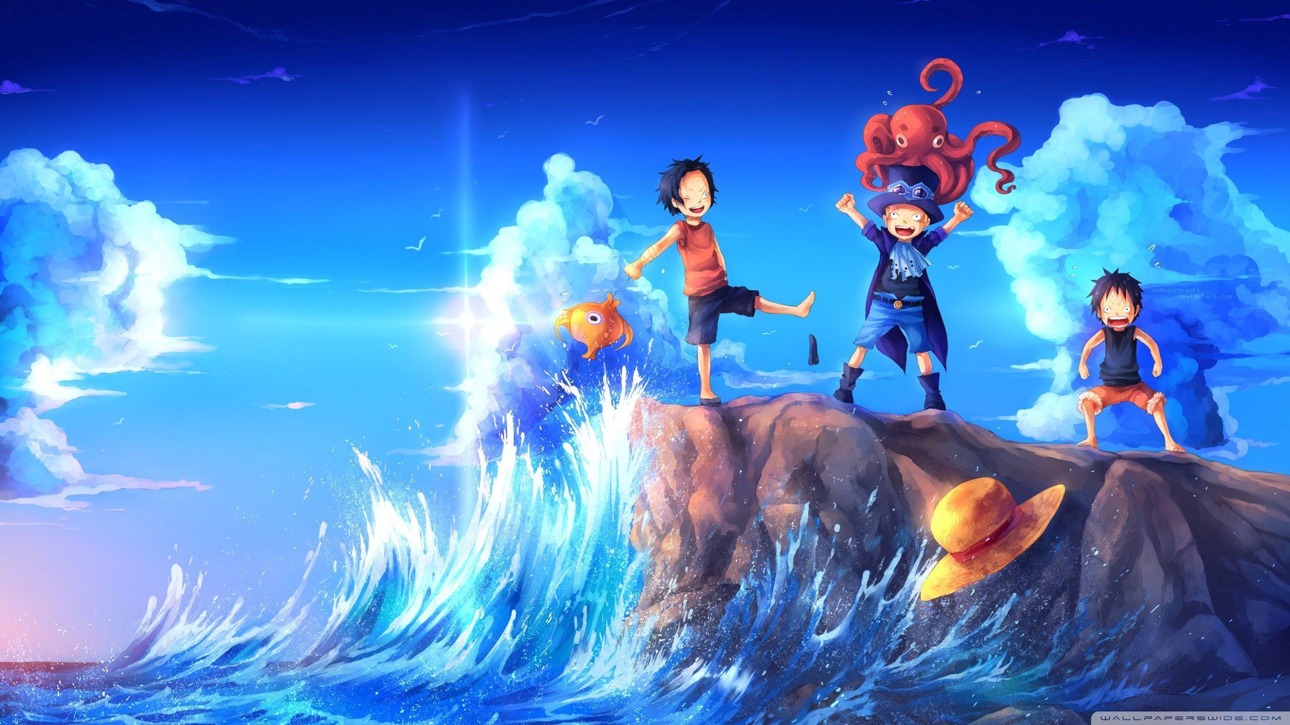 2560x1440 One Piece Art Sabo Portgas D.Ace Luffy Ultra HD Desktop Background Wallpaper for : Multi Display, Dual Monitor : Tablet