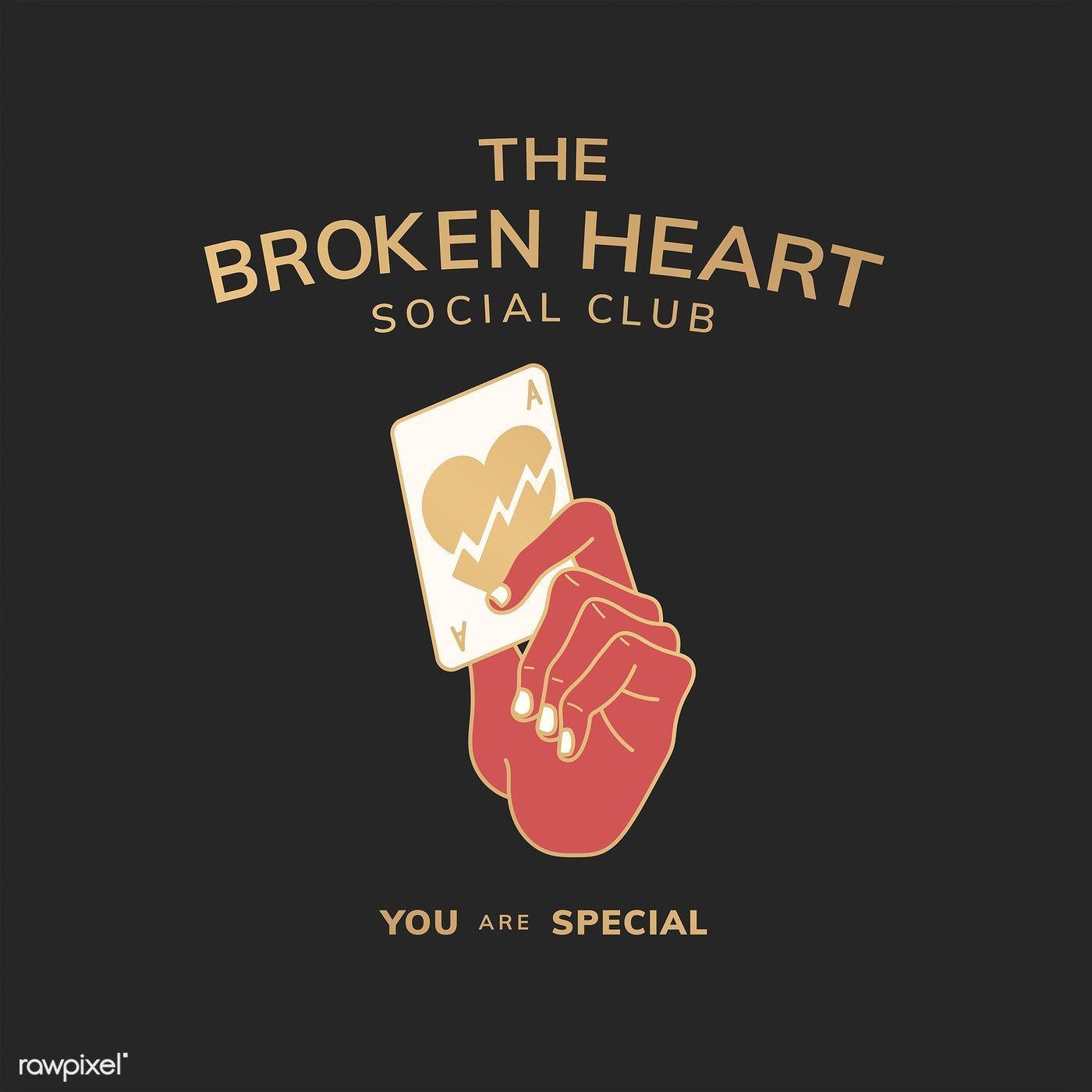 1400x1400 The broken heart social club logo vector. free image / Aum. Broken hearts club, Broken heart, Broken heart image