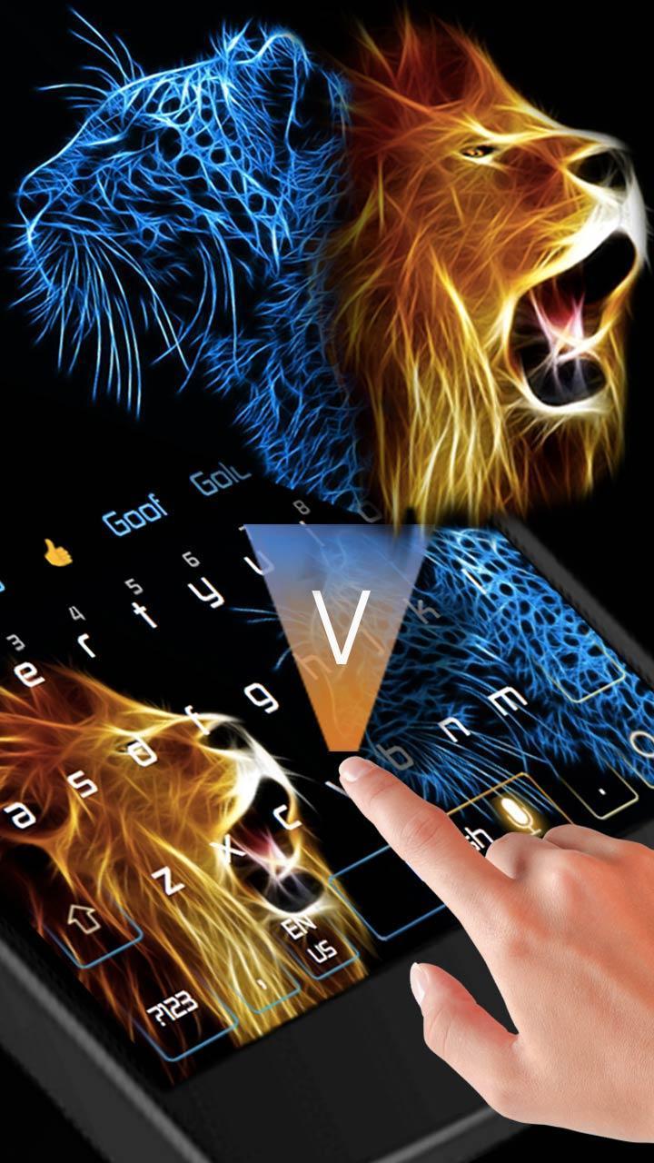 720x1280 lion cheetah keyboard ice fire lightning theme for Android