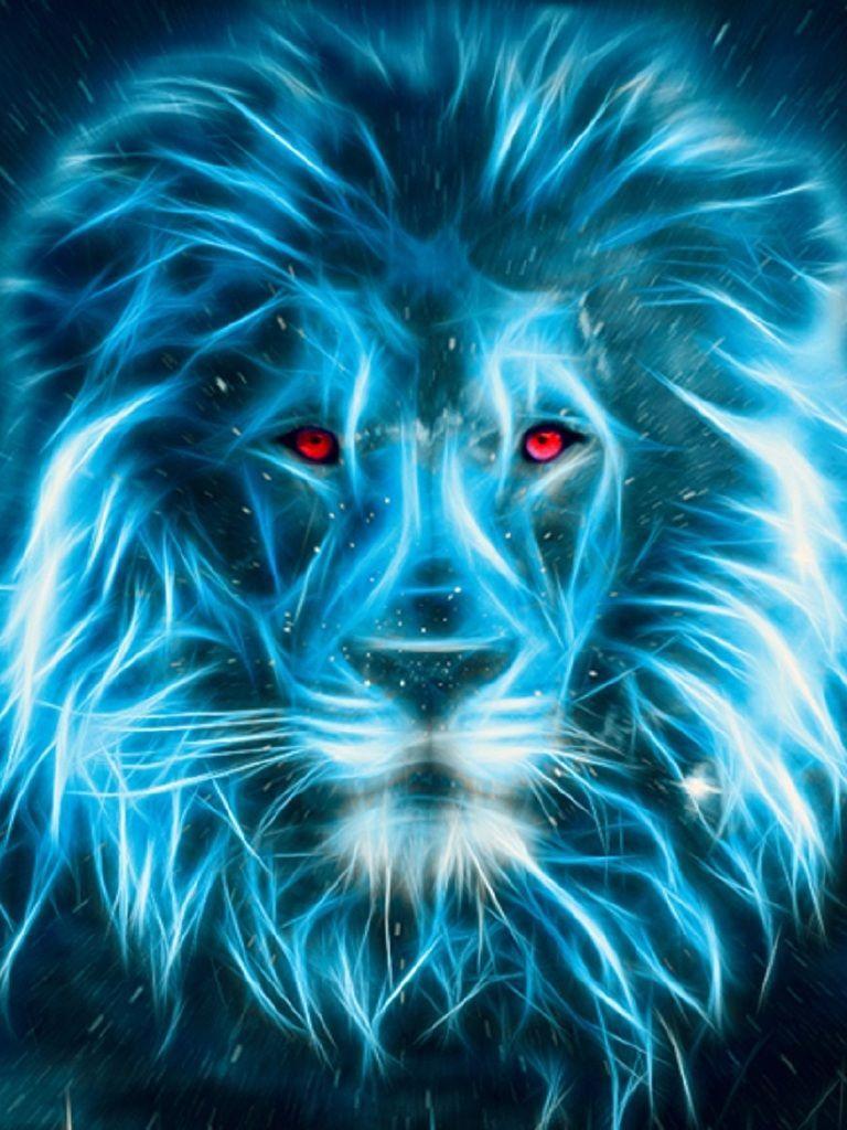 768x1024 Blue Lion Wallpaper