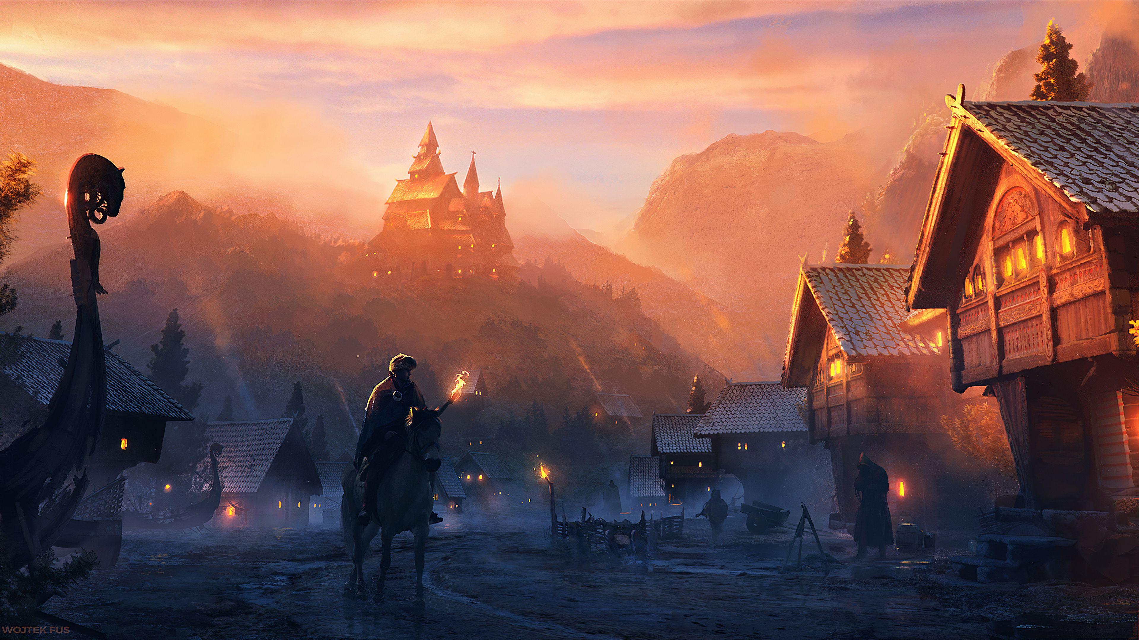 3840x2160 Castle Sunset Fantasy 4k, HD Artist, 4k Wallpaper, Image, Background, Photo and Picture