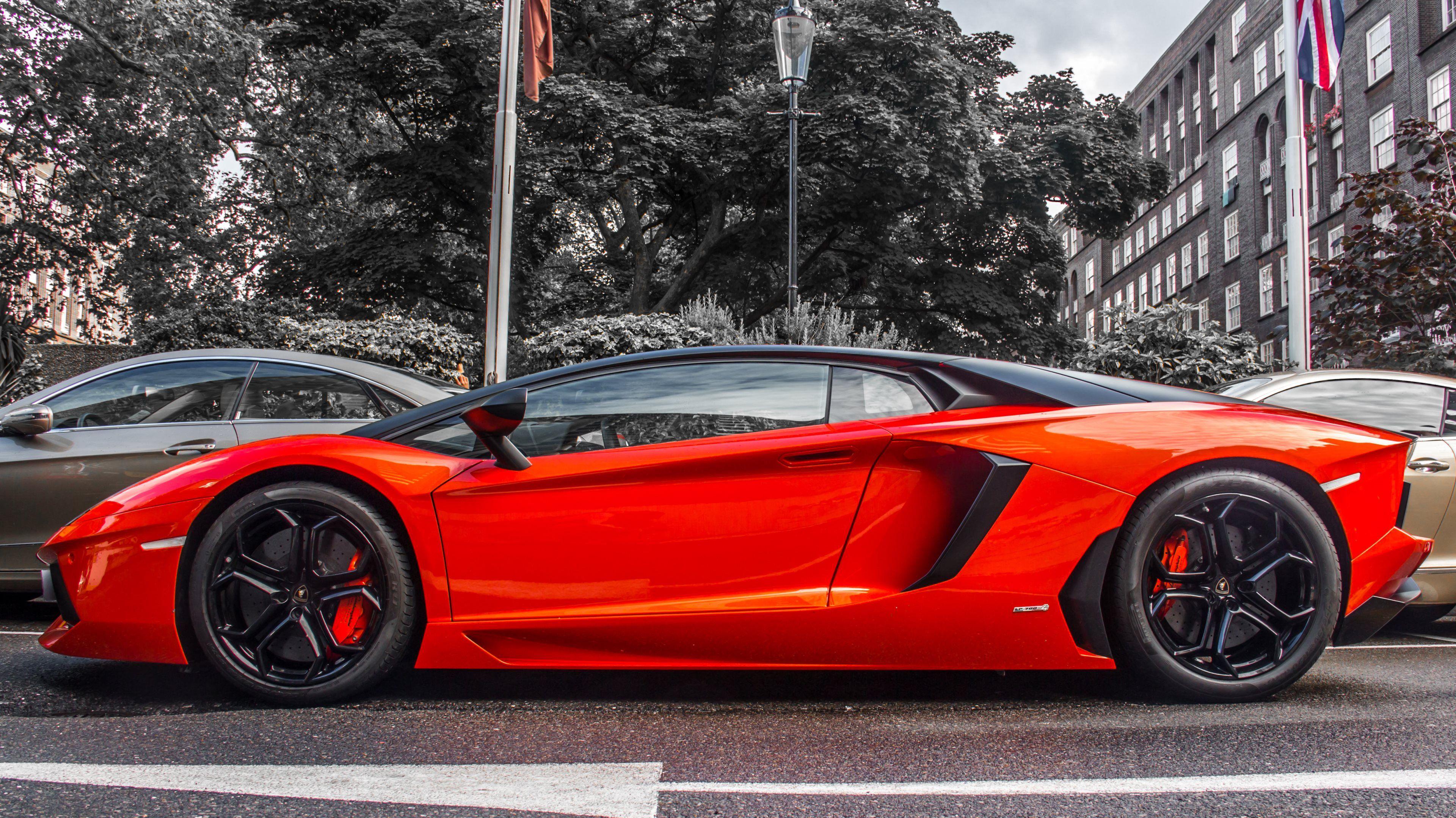 3840x2160 Lamborghini Cars : Lamborghini Aventador Black Color Rear Back Side