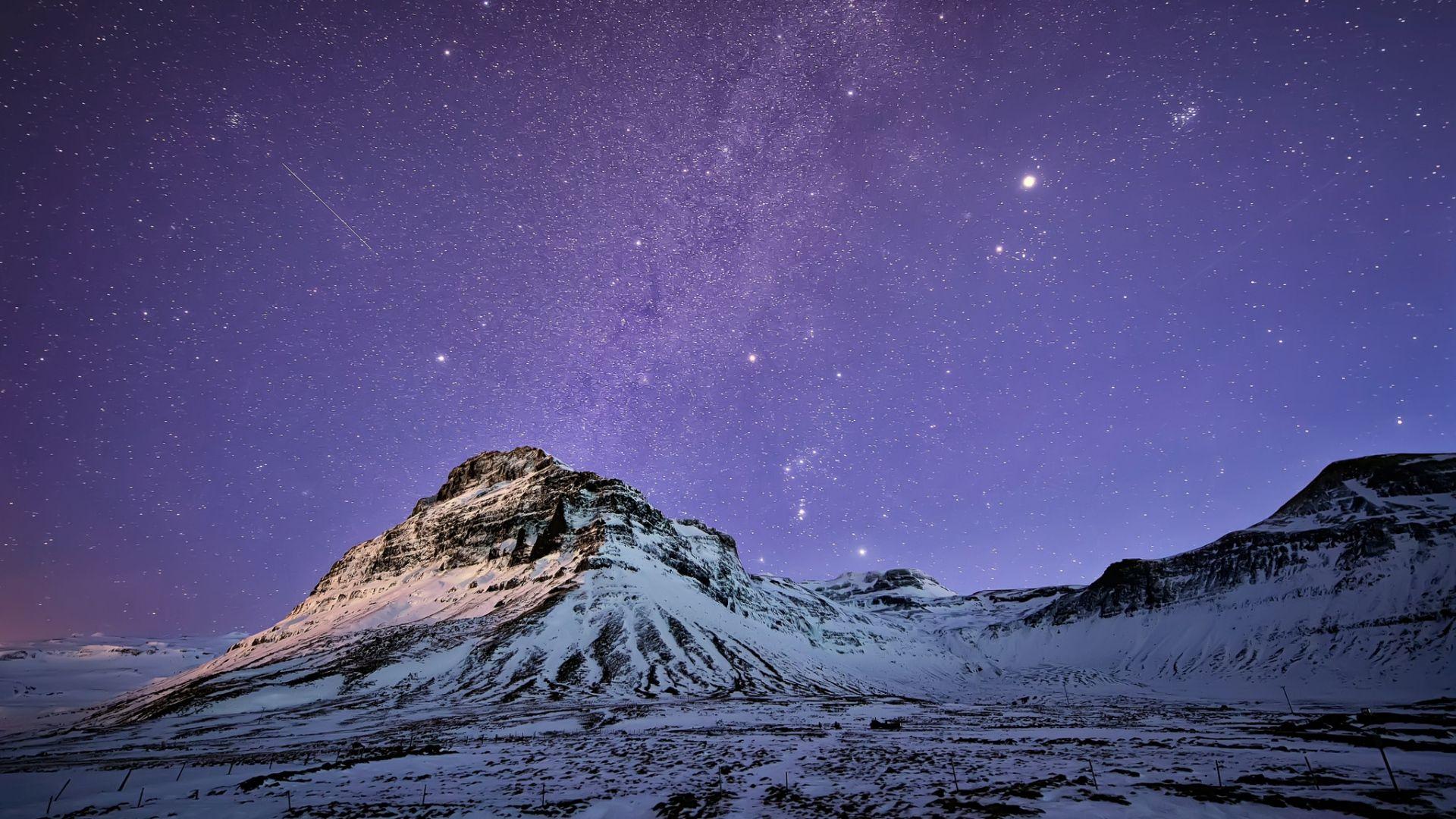 1920x1080 Download Wallpaper 1920x1080 iceland, mountains, snow, night, lilac