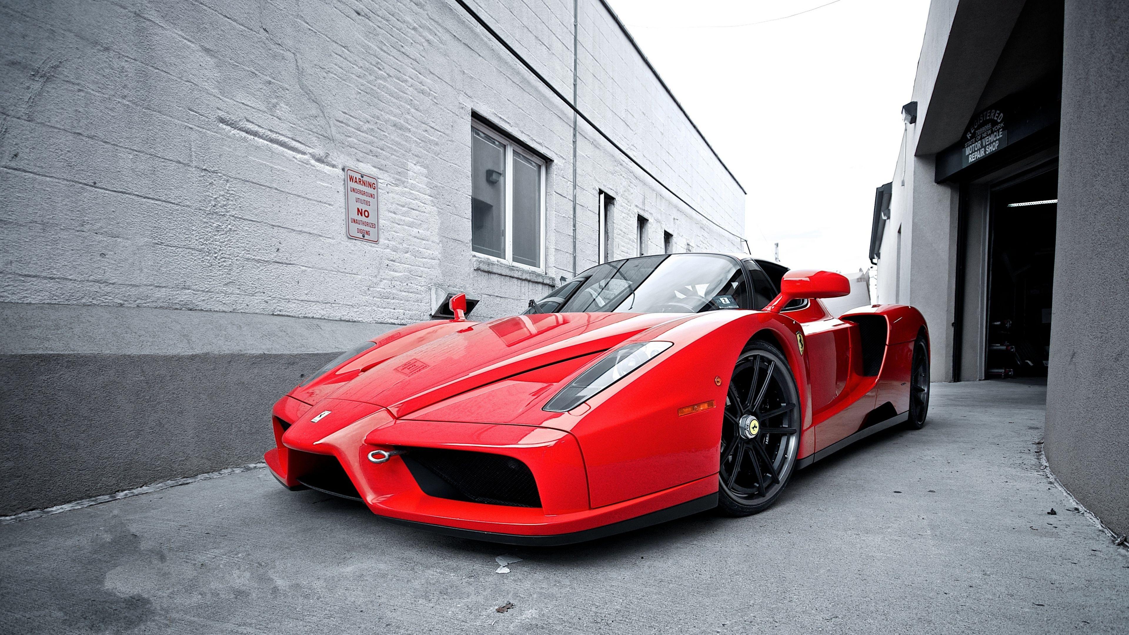 3840x2160 Ferrari : Ferrari Enzo Red Color In Street Full HD Wallpaper FERRARI