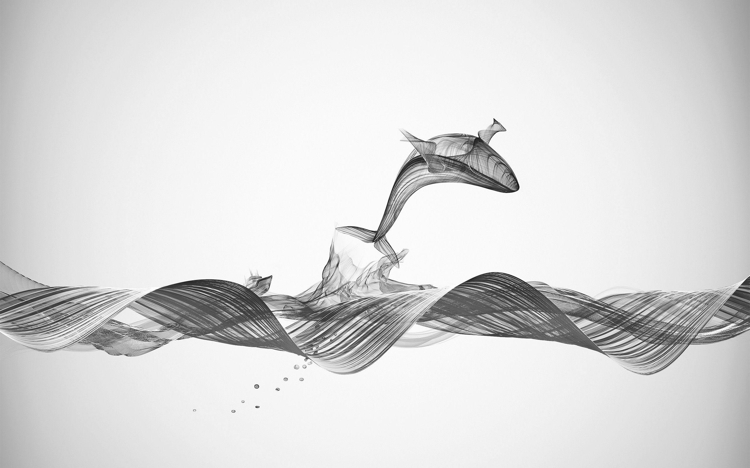 2560x1600 Fishing Boat Whale Wave Line Art Illustration Animal Bw Wallpaper