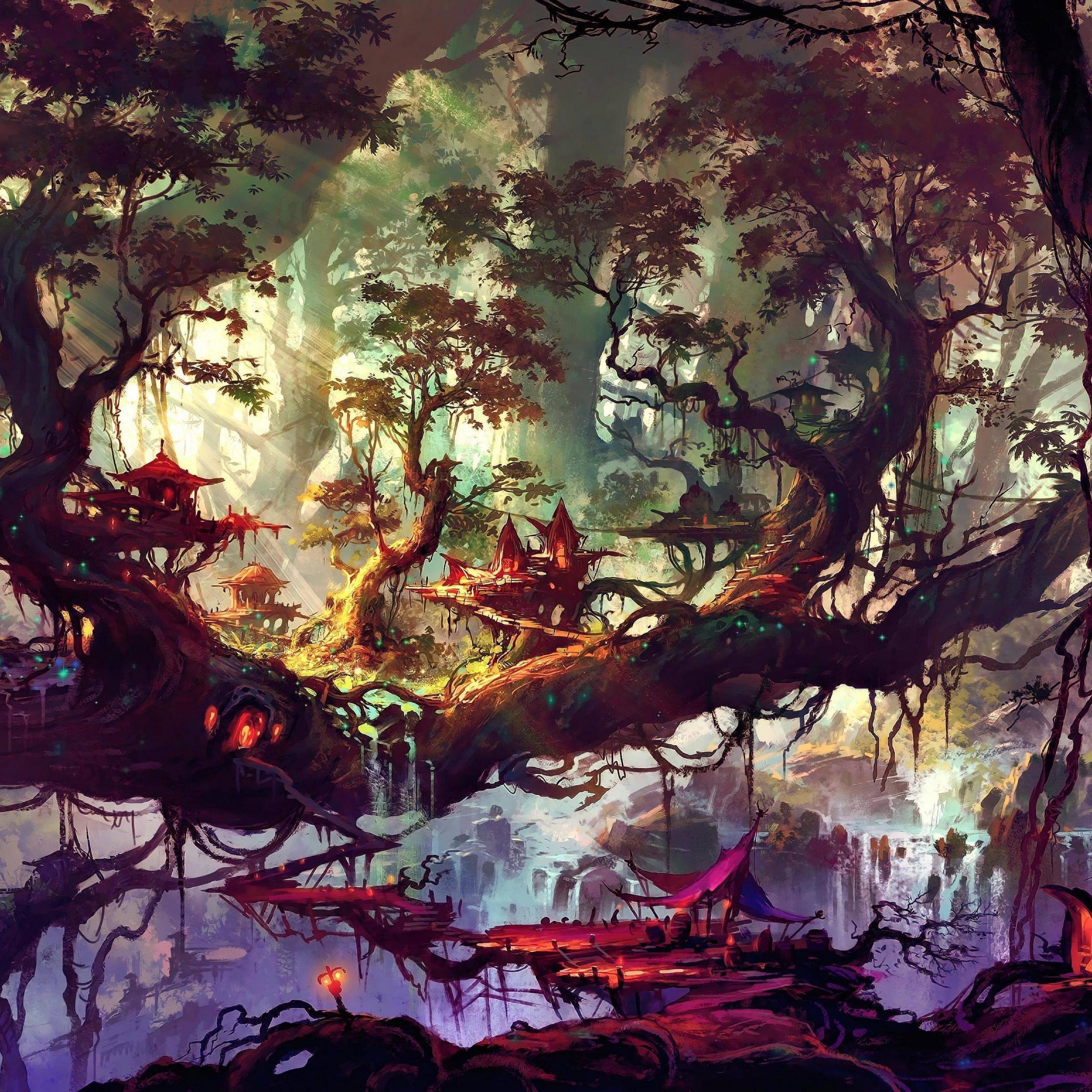 2932x2932 Elven Forest iPad Pro Retina Display Wallpaper, HD Fantasy 4K Wallpaper, Image, Photo and Background
